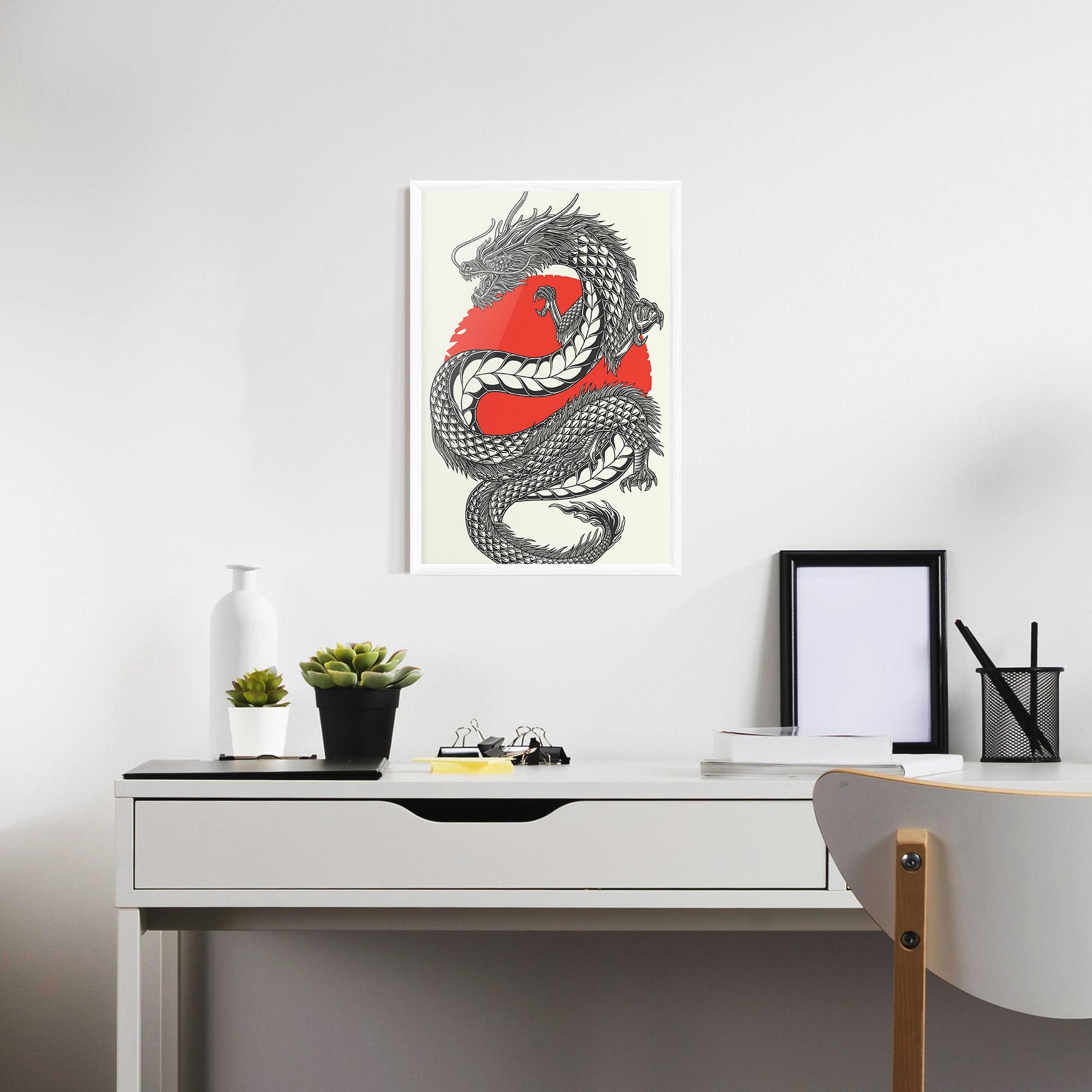 Poster Înrămat Red Moon Dragon mockup 7