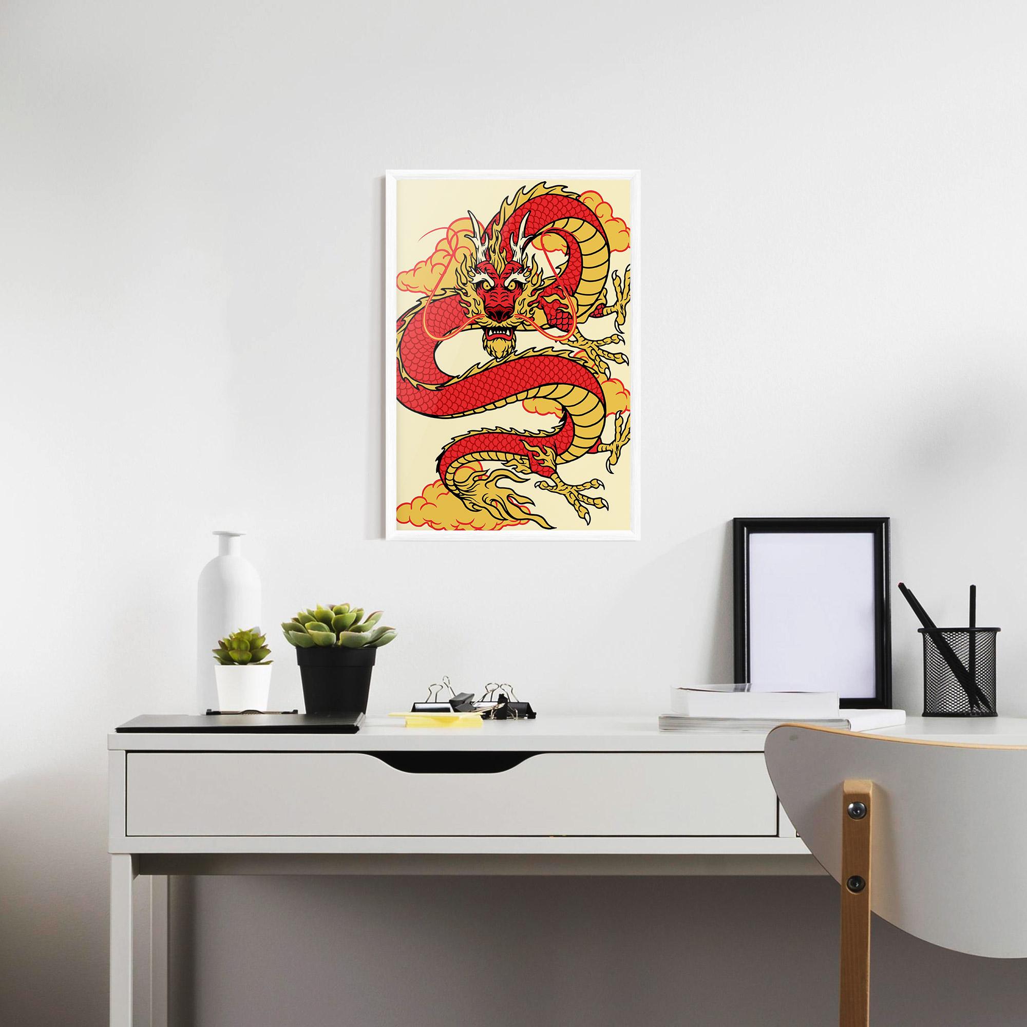 Poster Înrămat Red Yellow Dragon mockup 7