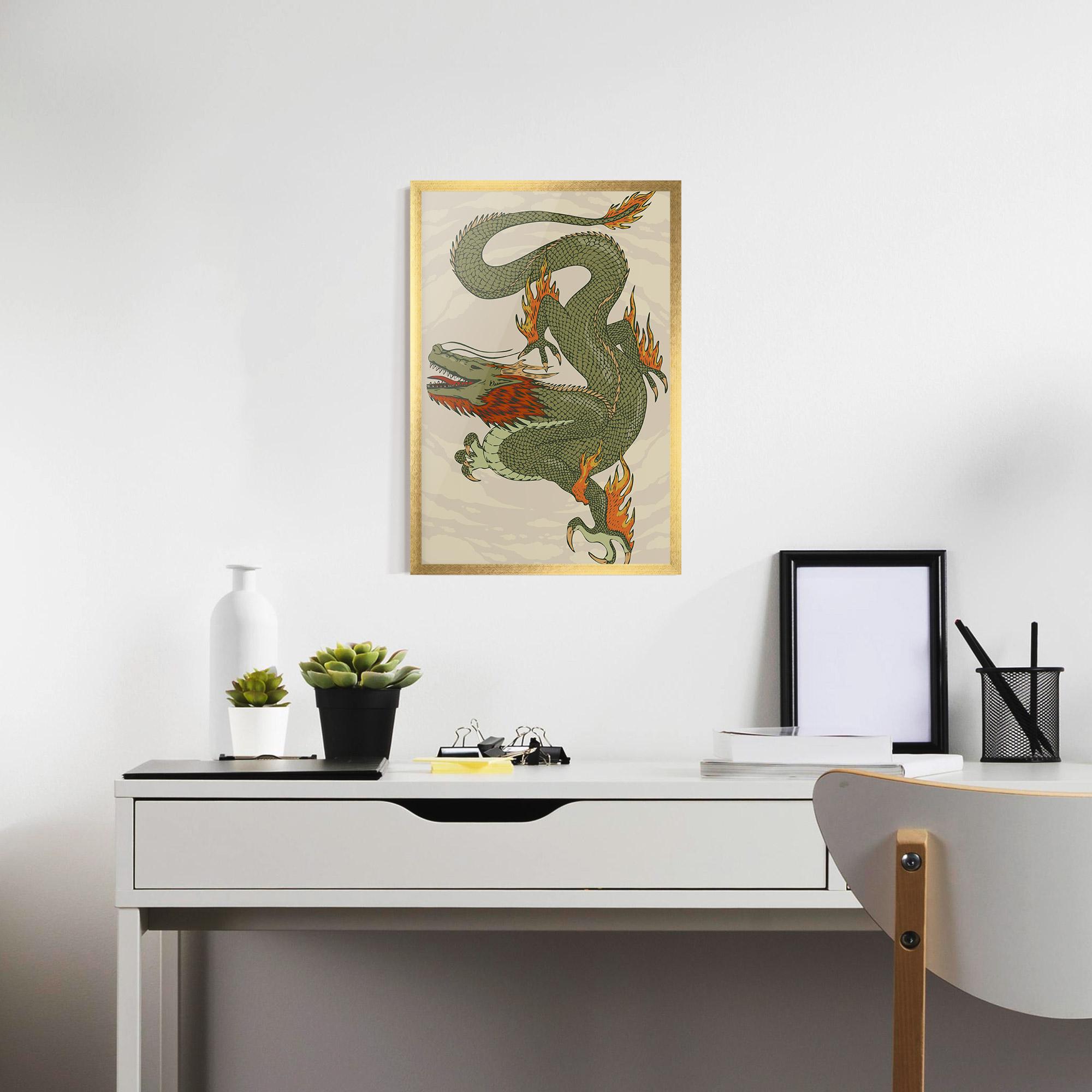 Poster Înrămat Chinese Dragon Green mockup 7