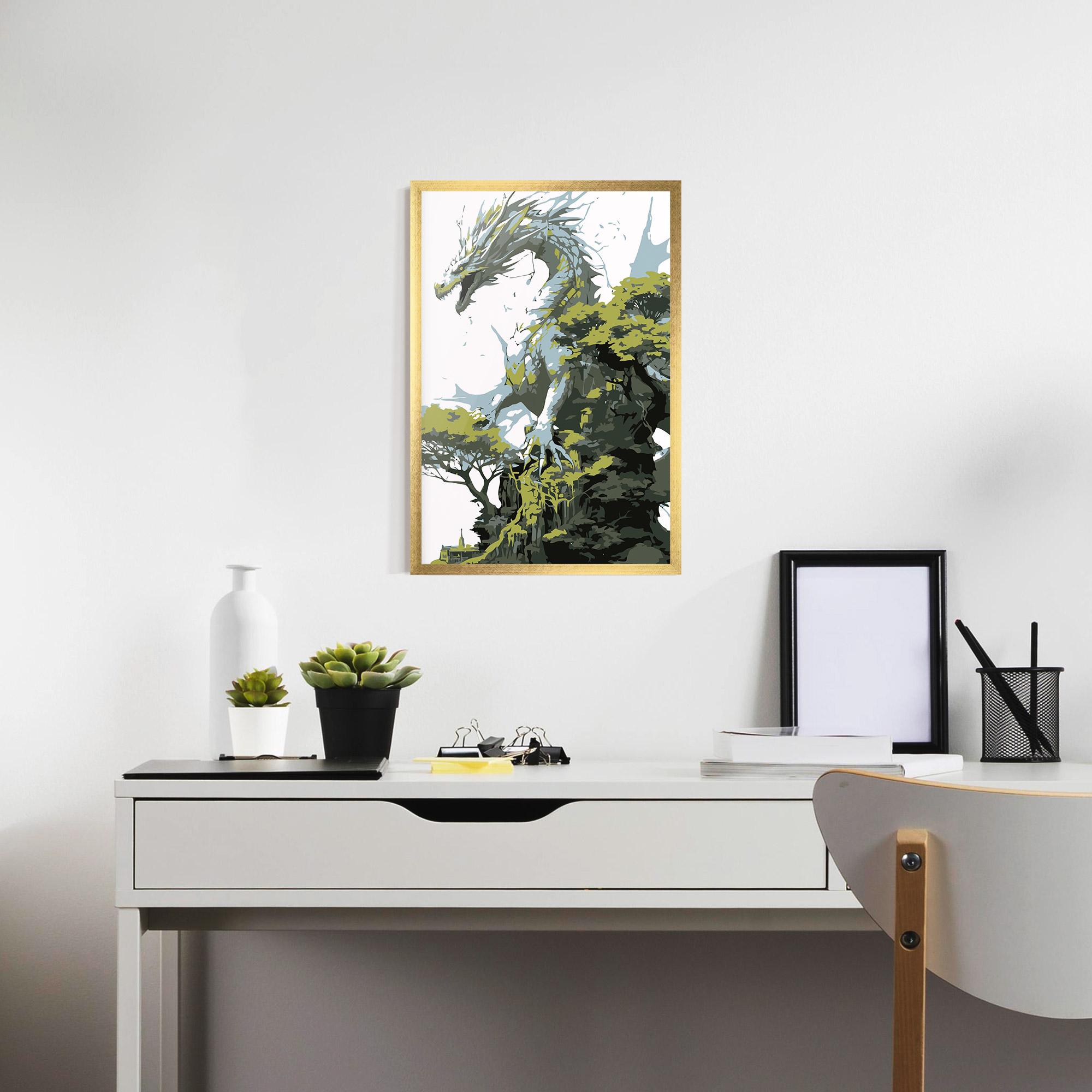 Poster Înrămat Grey Nature Dragon mockup 7