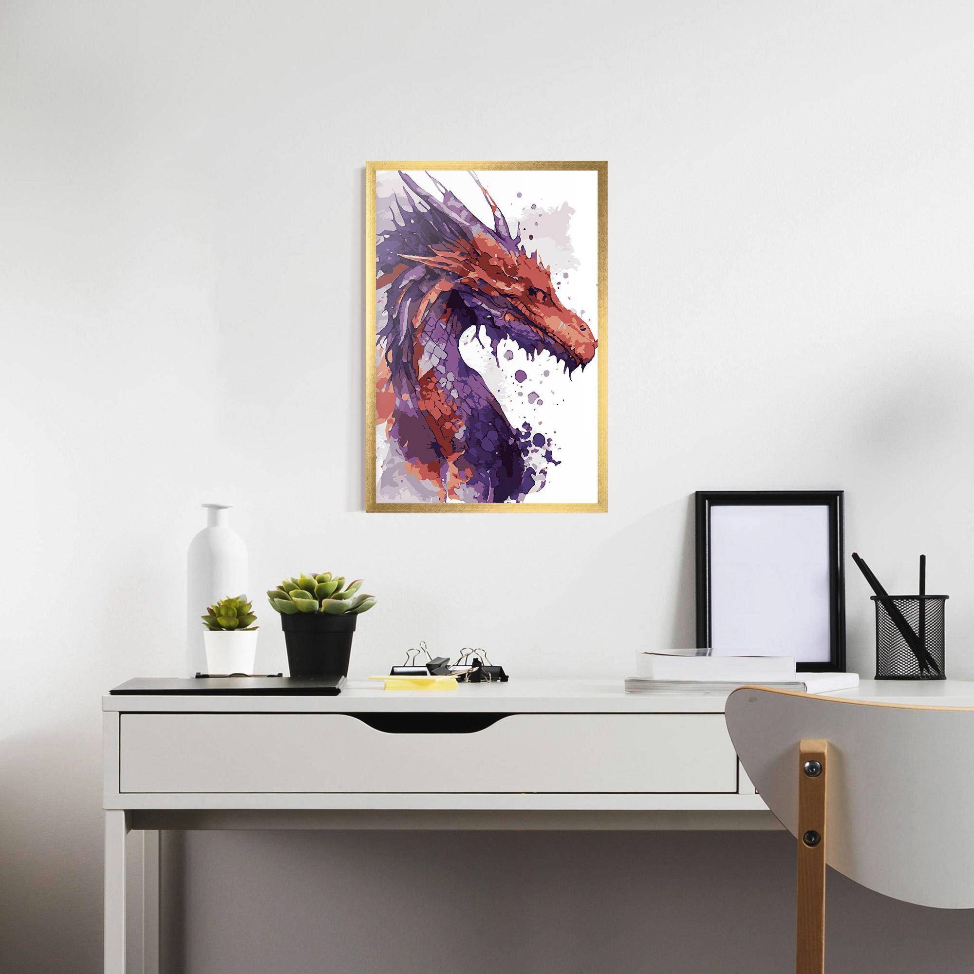 Poster Înrămat Orange Purple Dragon mockup 7
