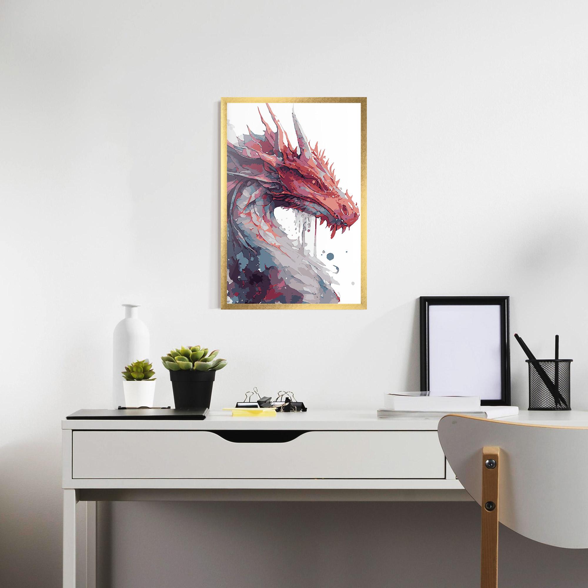 Poster Înrămat Red Blue Dragon mockup 7