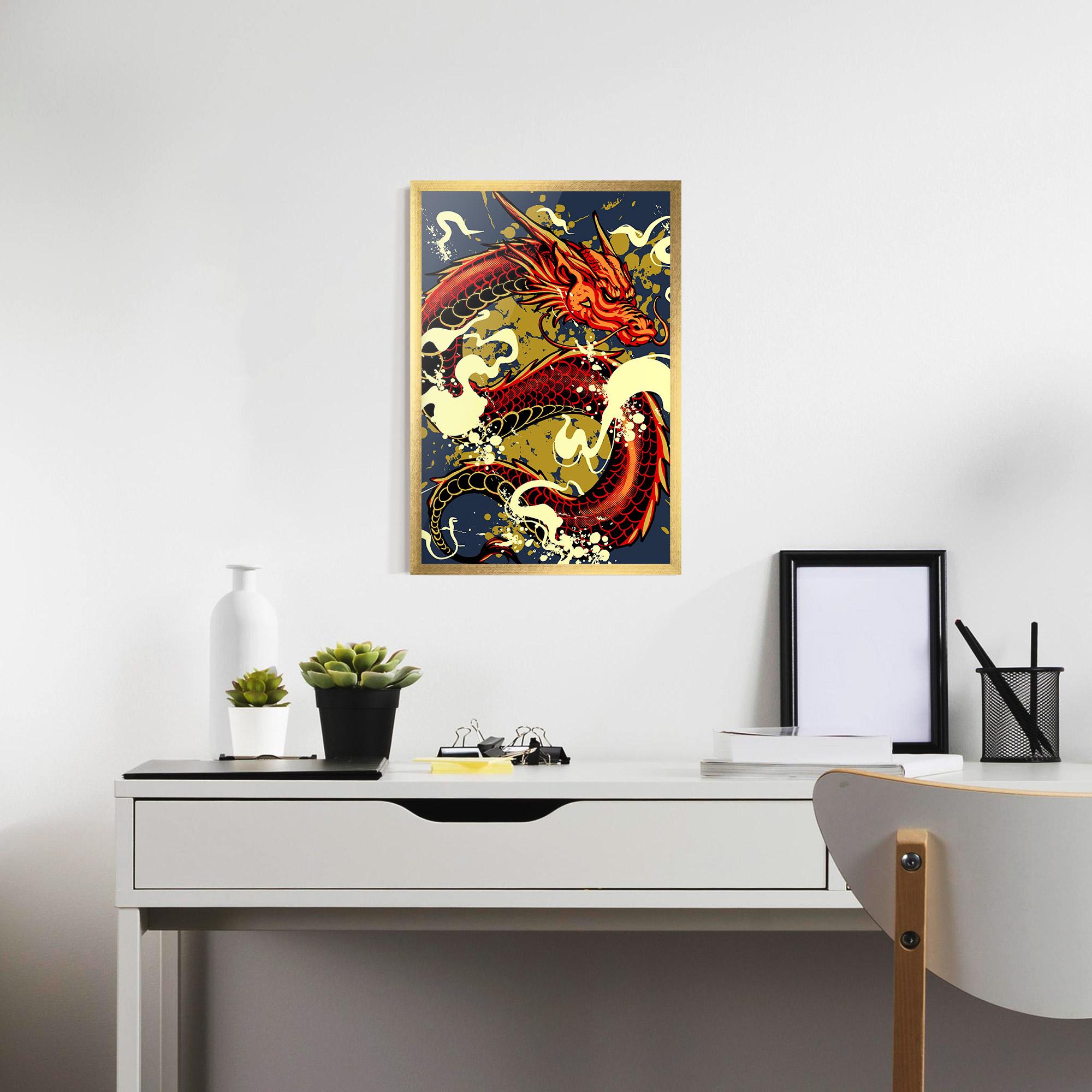 Poster Înrămat Red Cream Dragon mockup 7