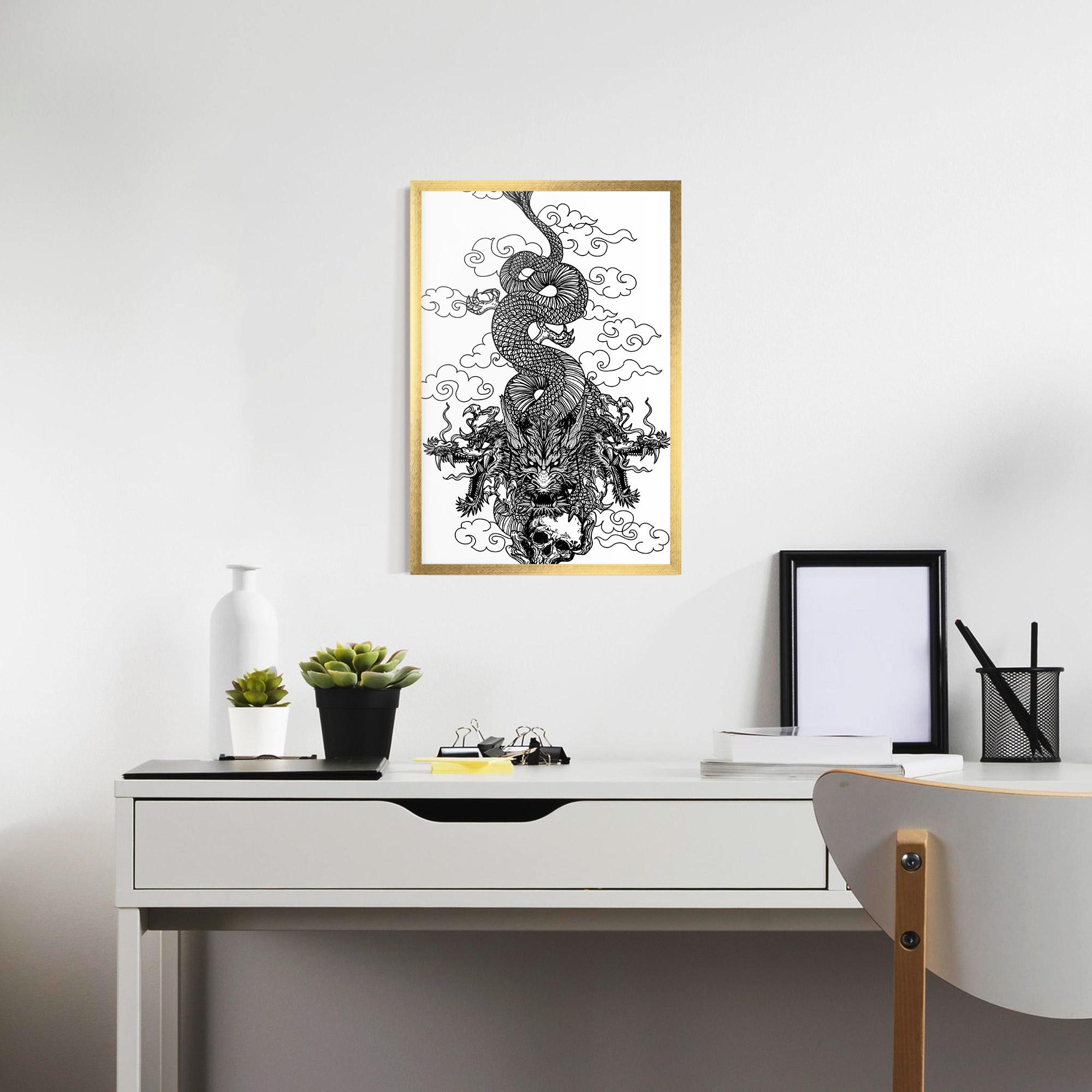 Poster Înrămat Skull Dragon mockup 7