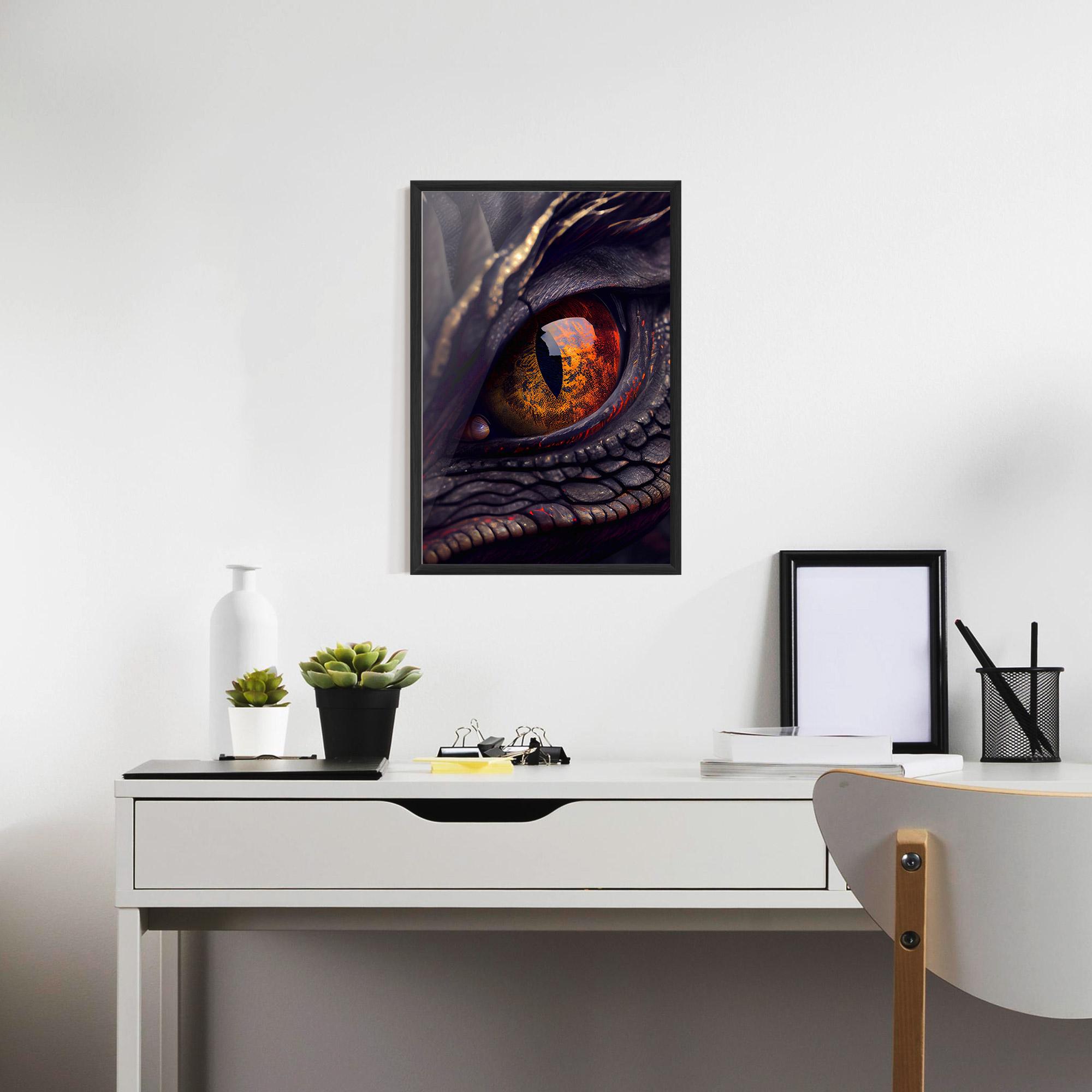 Poster Înrămat Close Up Red Eye Dragon mockup 7