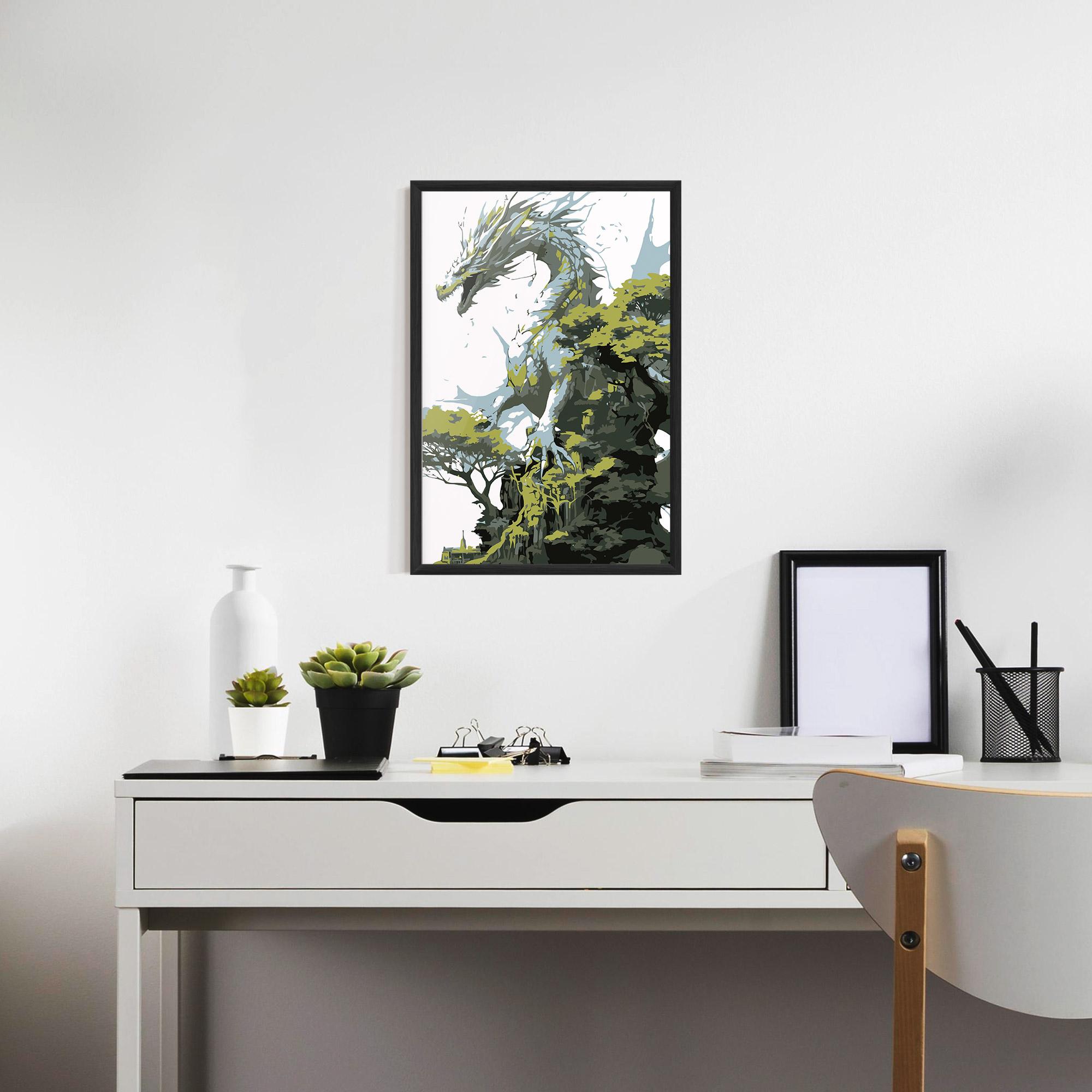 Poster Înrămat Grey Nature Dragon mockup 7