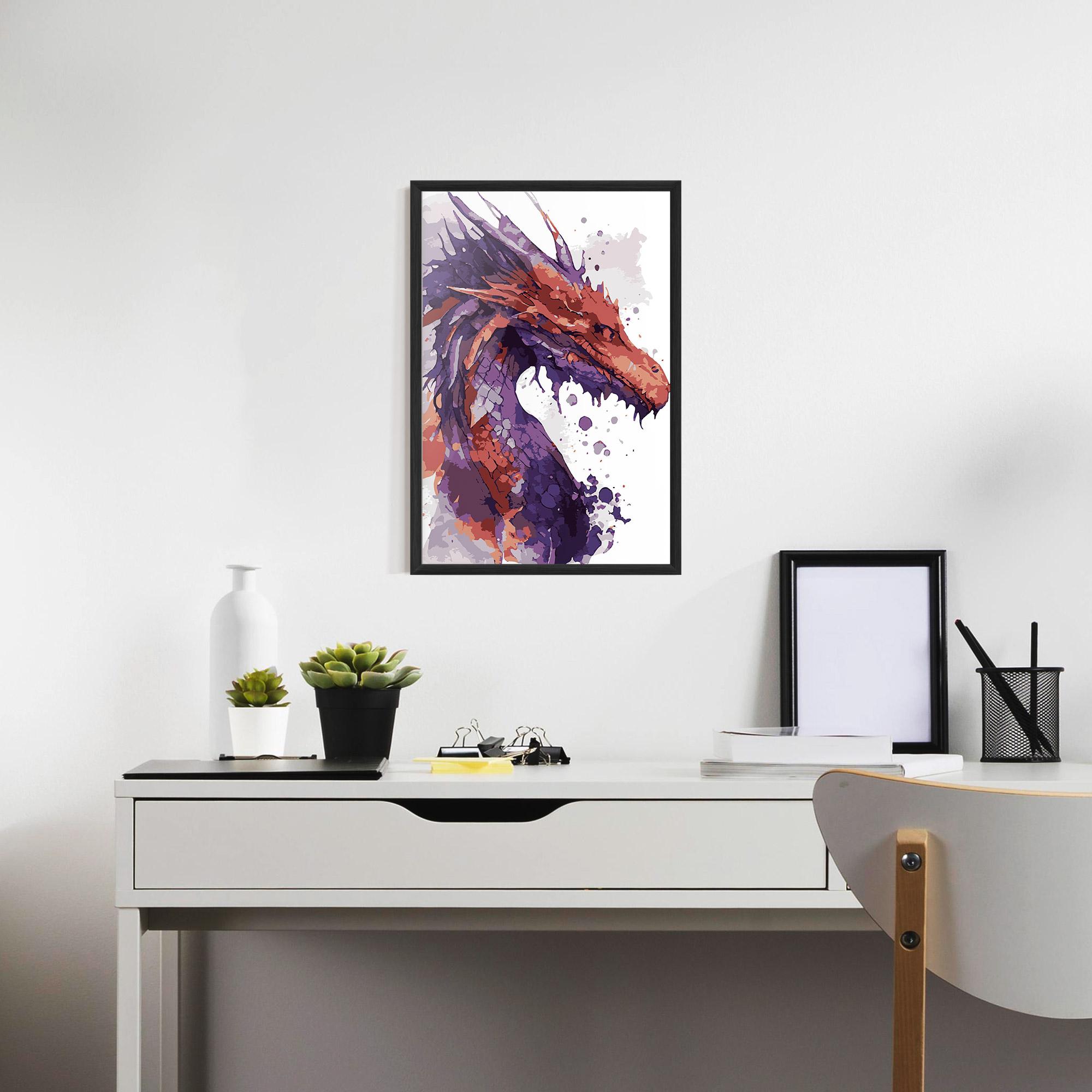 Poster Înrămat Orange Purple Dragon mockup 7