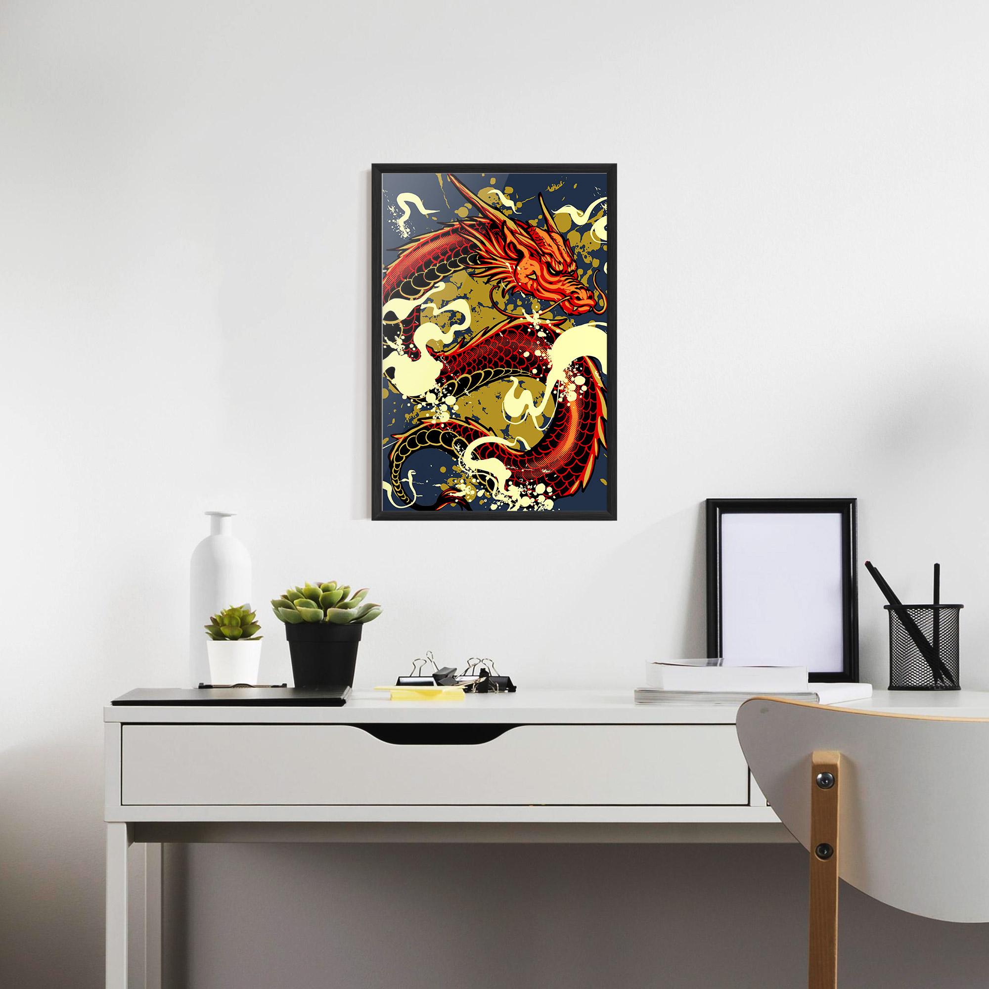 Poster Înrămat Red Cream Dragon mockup 7