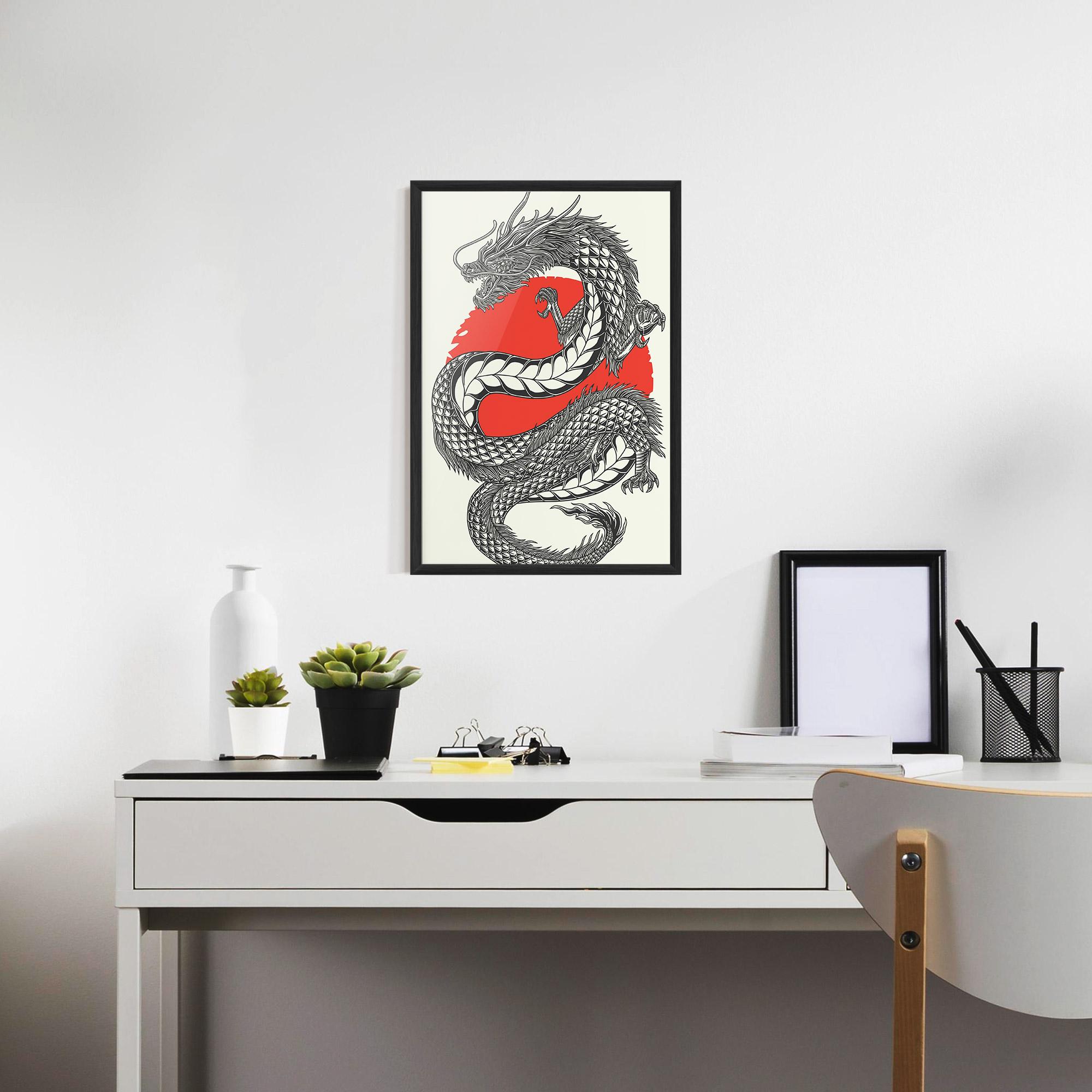 Poster Înrămat Red Moon Dragon mockup 7