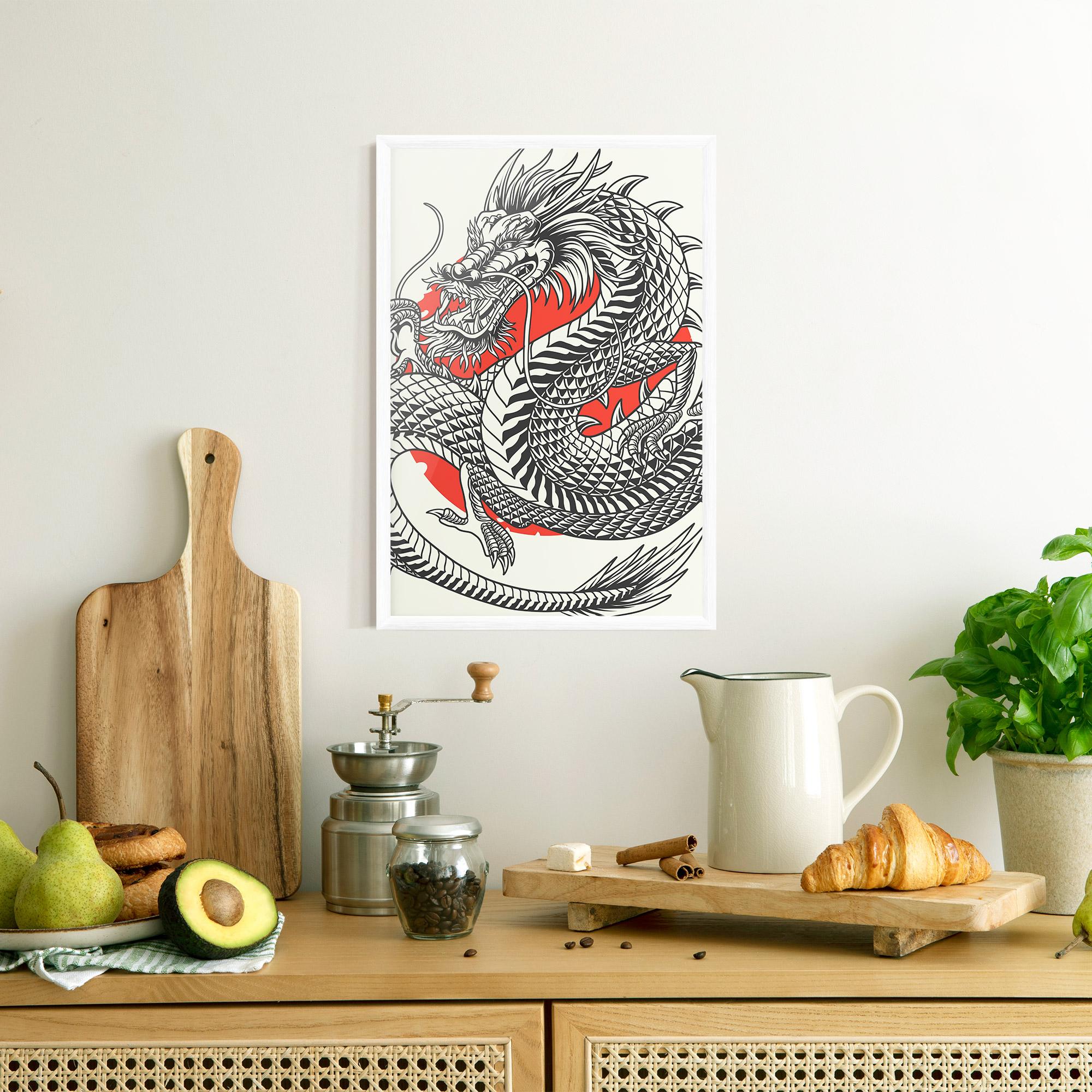 Poster Înrămat Cream Grey Dragon mockup 8