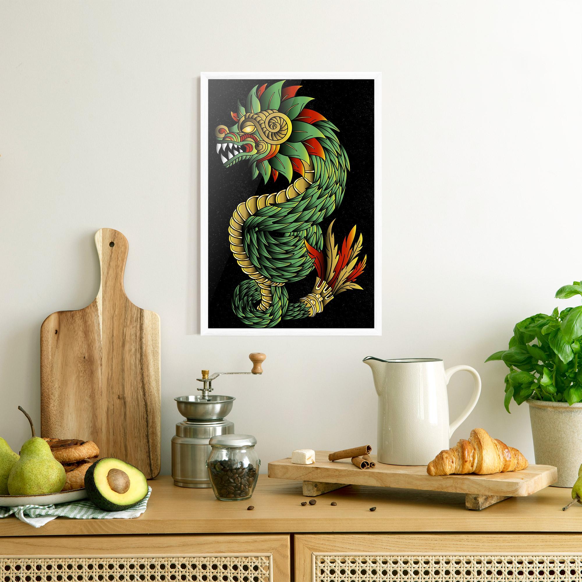 Poster Înrămat Green Yellow Dragon mockup 8