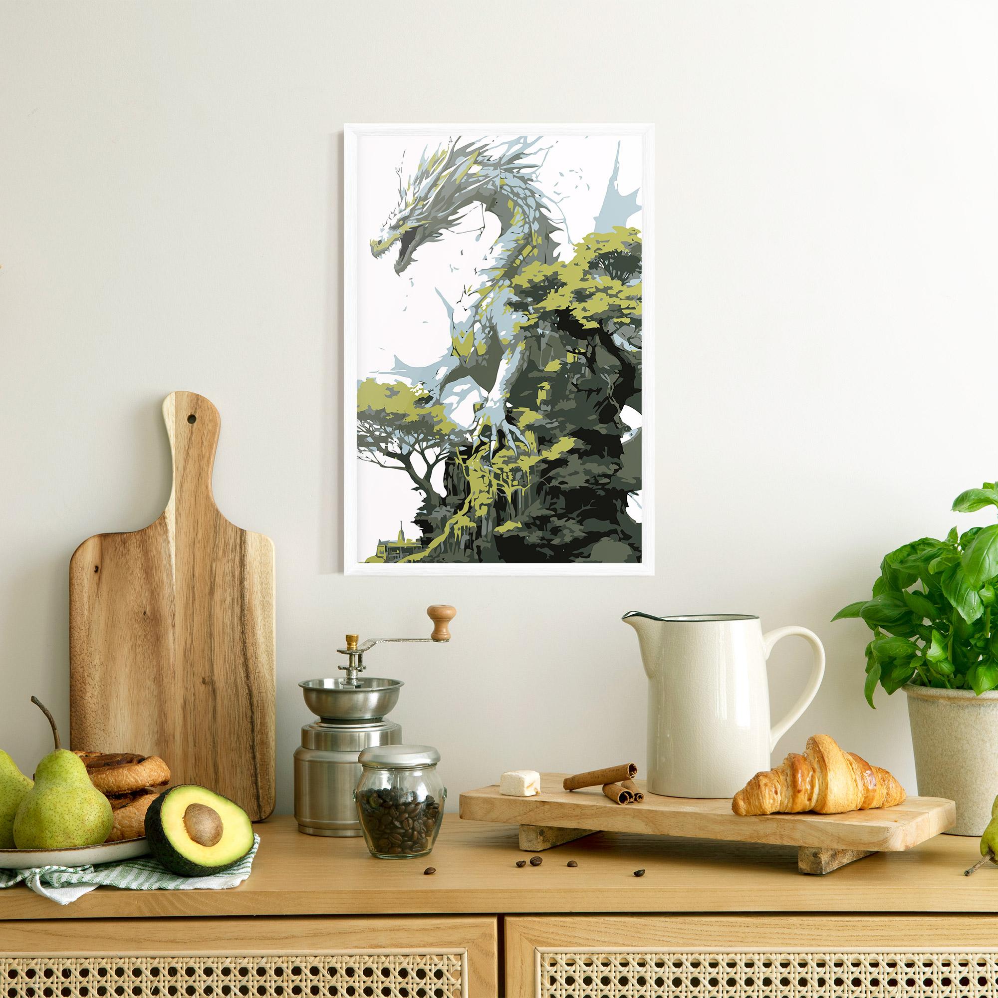 Poster Înrămat Grey Nature Dragon mockup 8