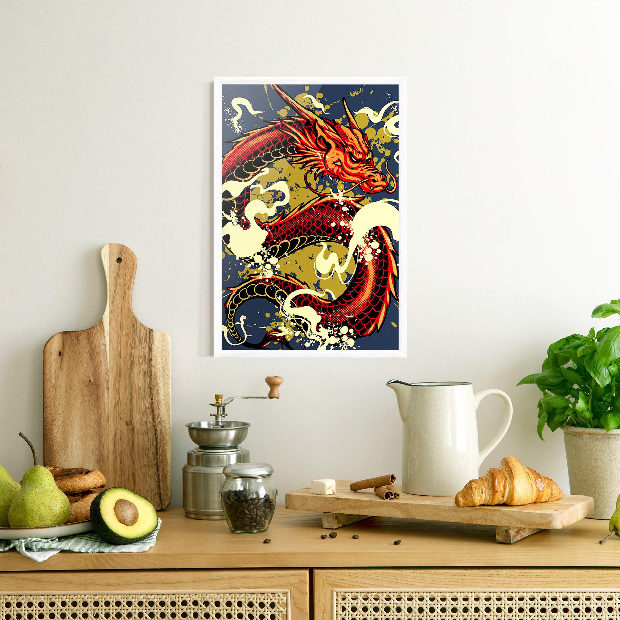 Poster Înrămat Red Cream Dragon mockup 8