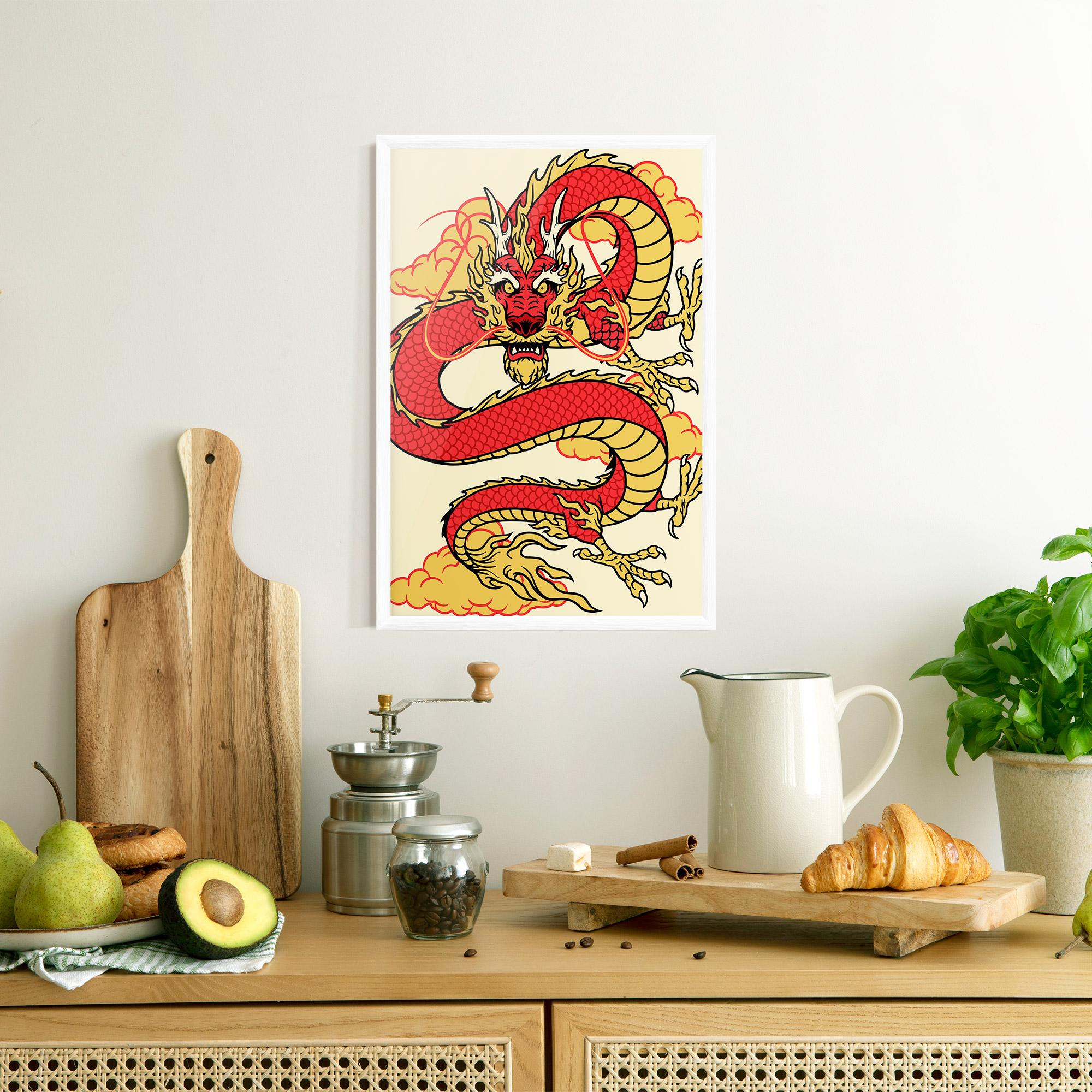 Poster Înrămat Red Yellow Dragon mockup 8