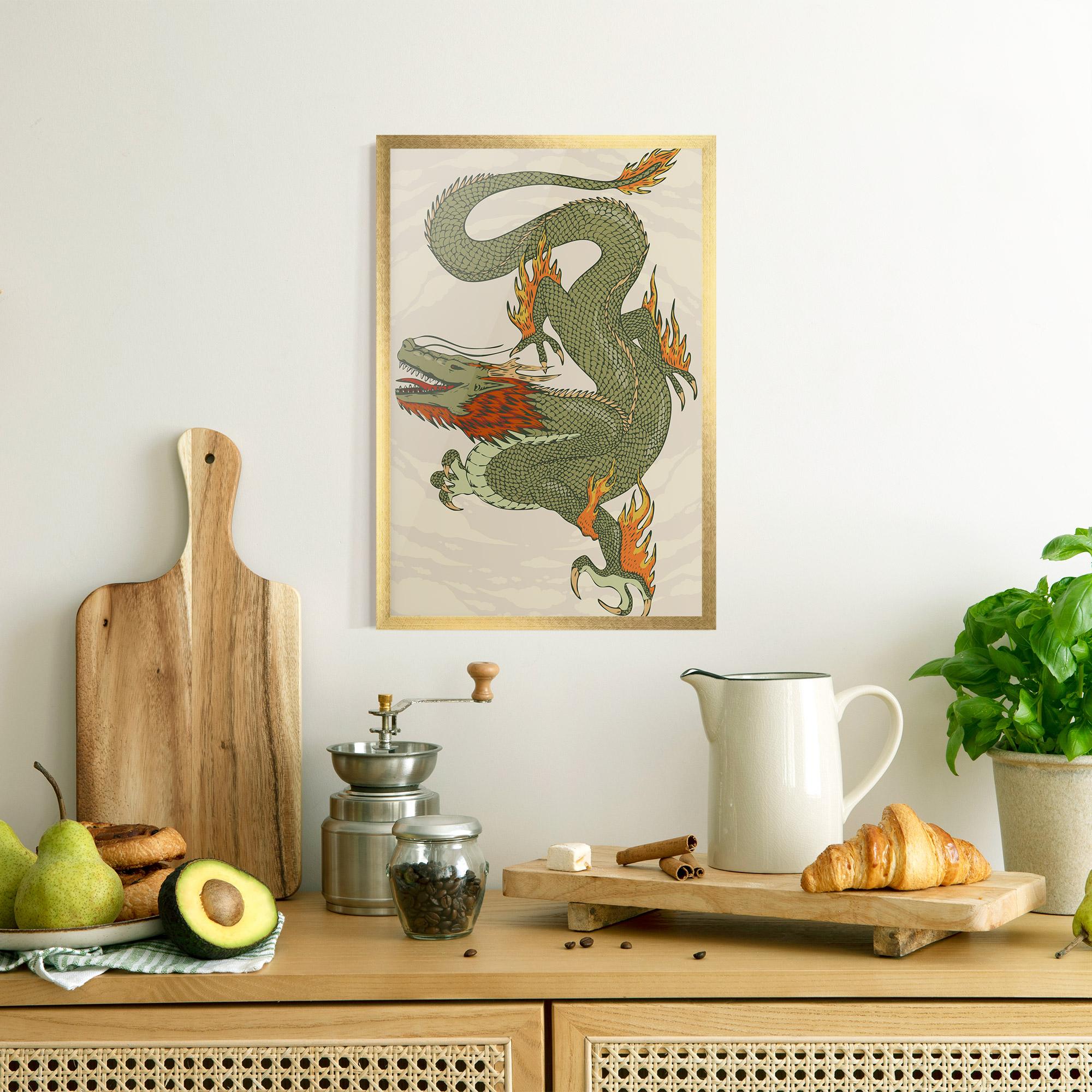 Poster Înrămat Chinese Dragon Green mockup 8