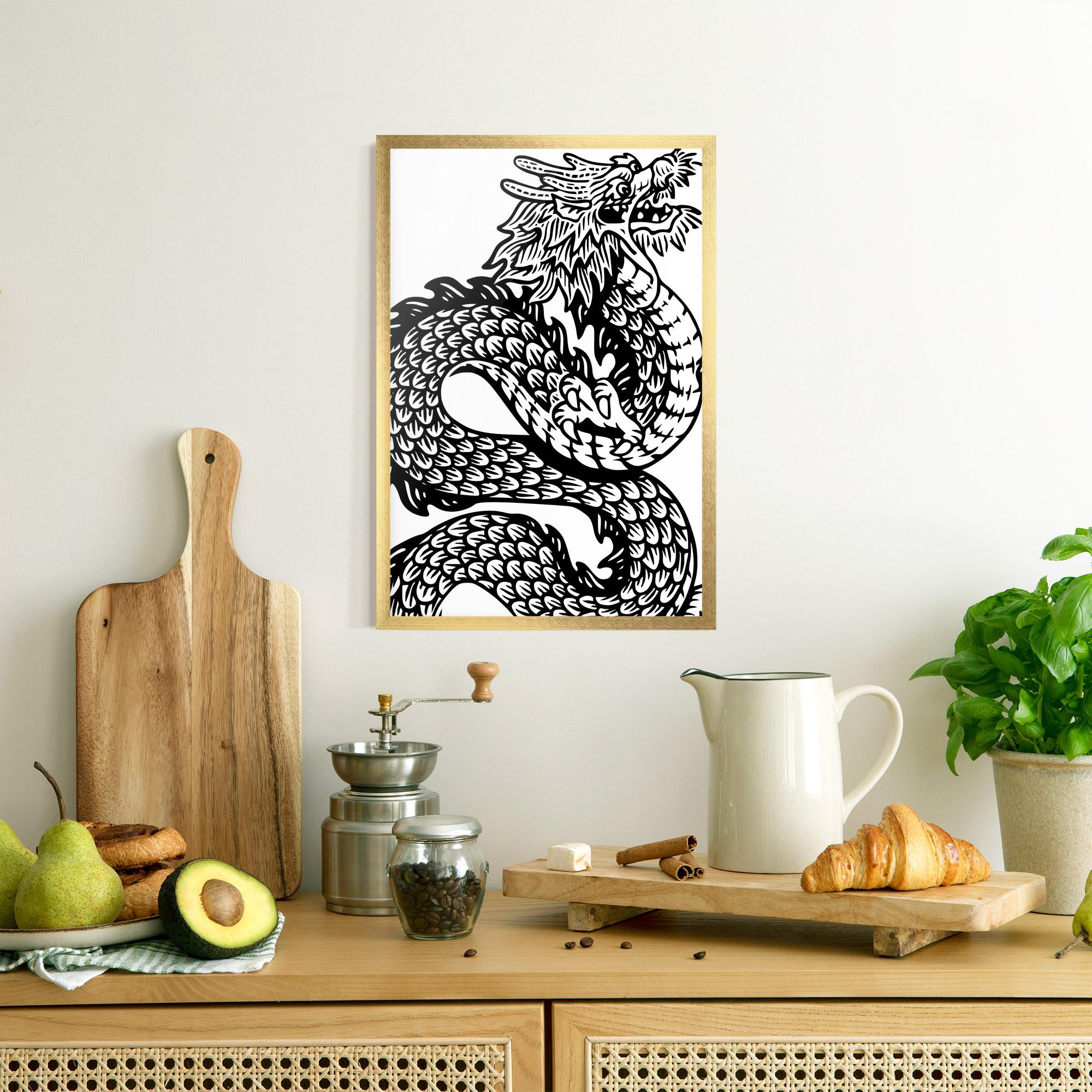 Poster Înrămat Dragon Black Line mockup 8
