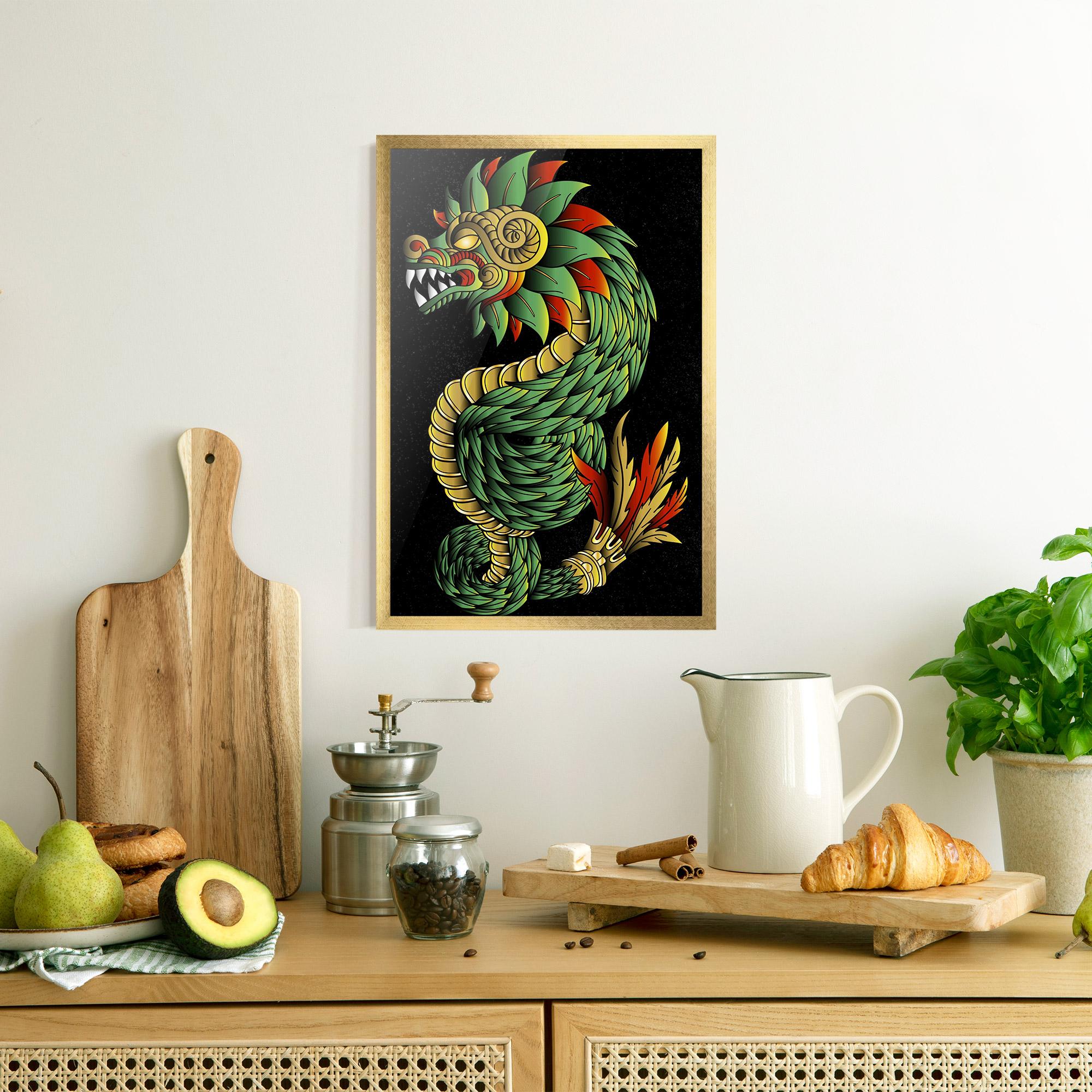Poster Înrămat Green Yellow Dragon mockup 8
