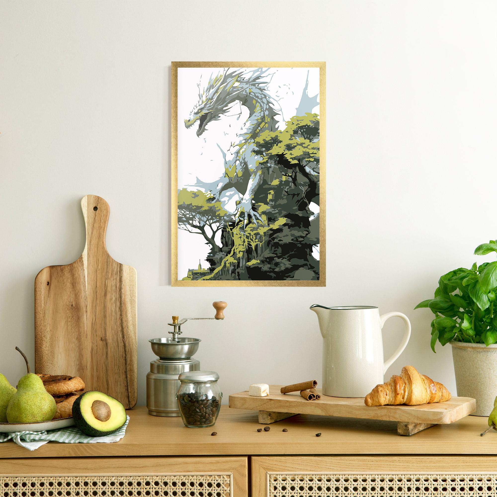 Poster Înrămat Grey Nature Dragon mockup 8