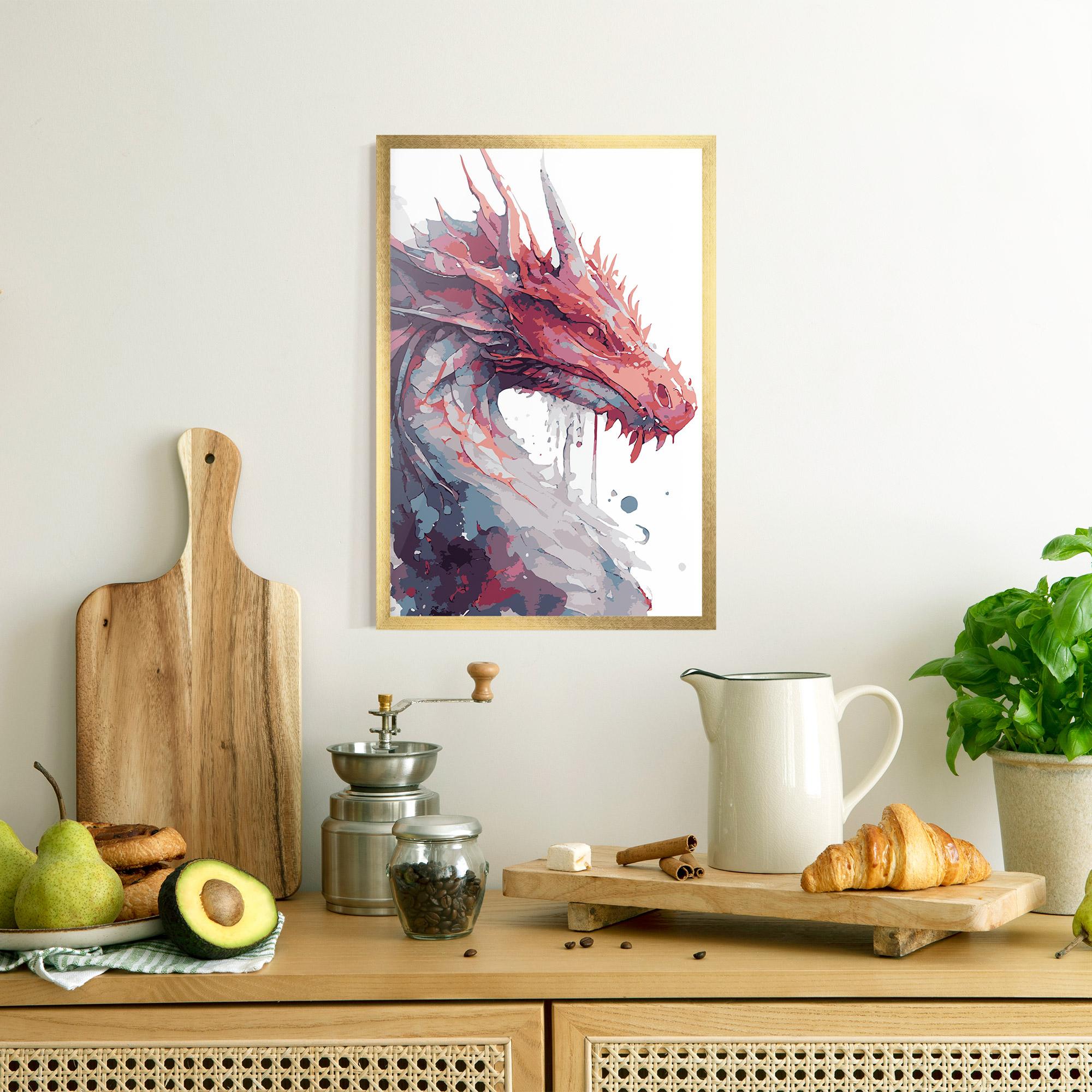 Poster Înrămat Red Blue Dragon mockup 8