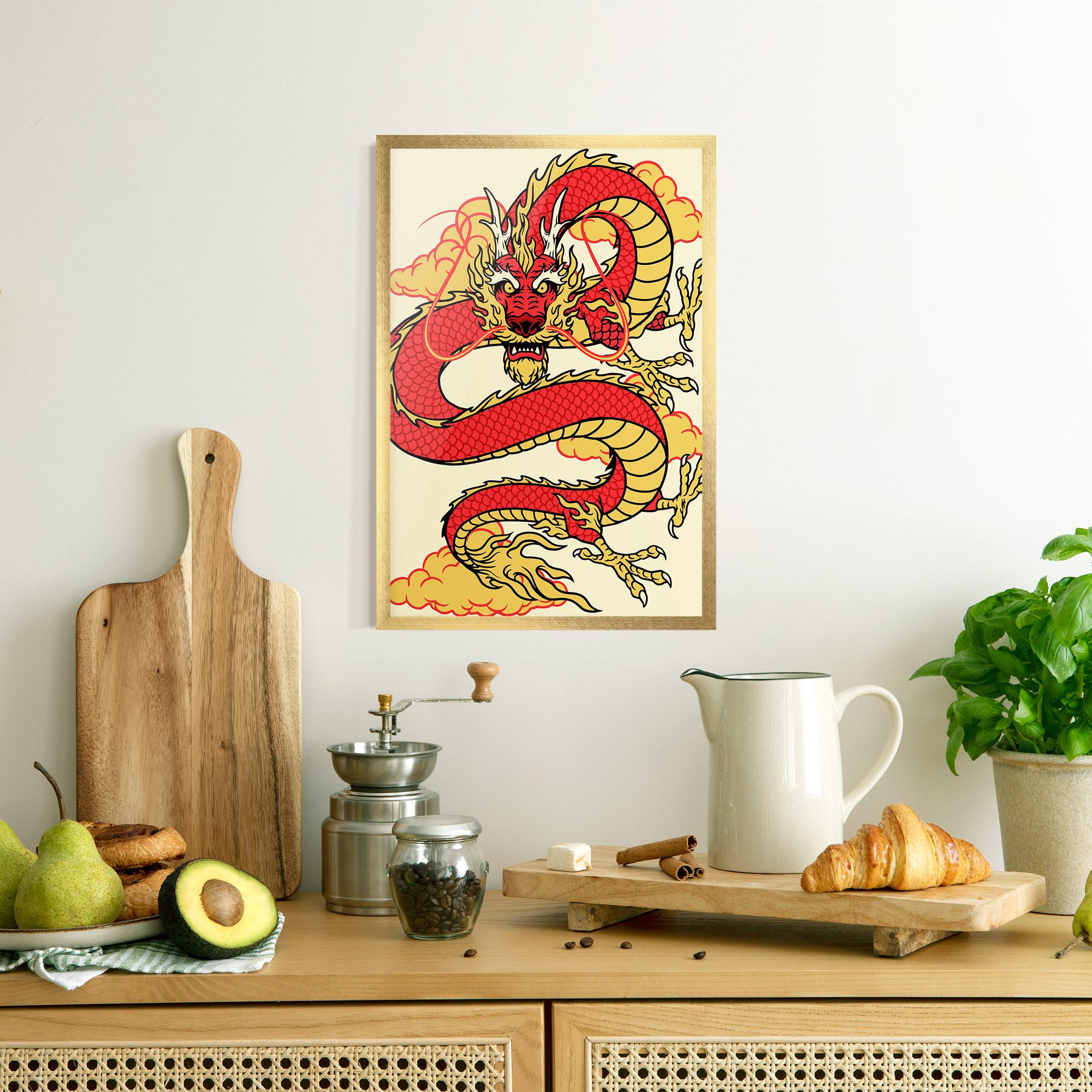 Poster Înrămat Red Yellow Dragon mockup 8