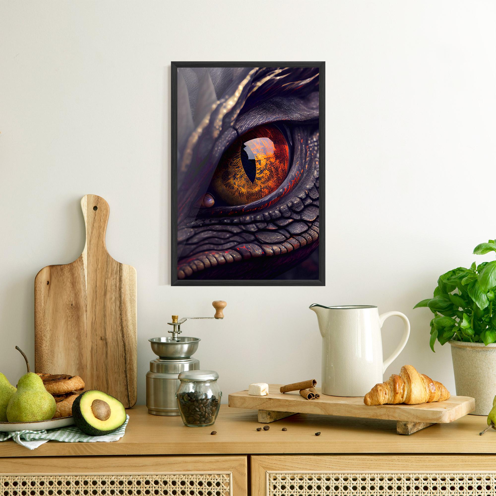 Poster Înrămat Close Up Red Eye Dragon mockup 8