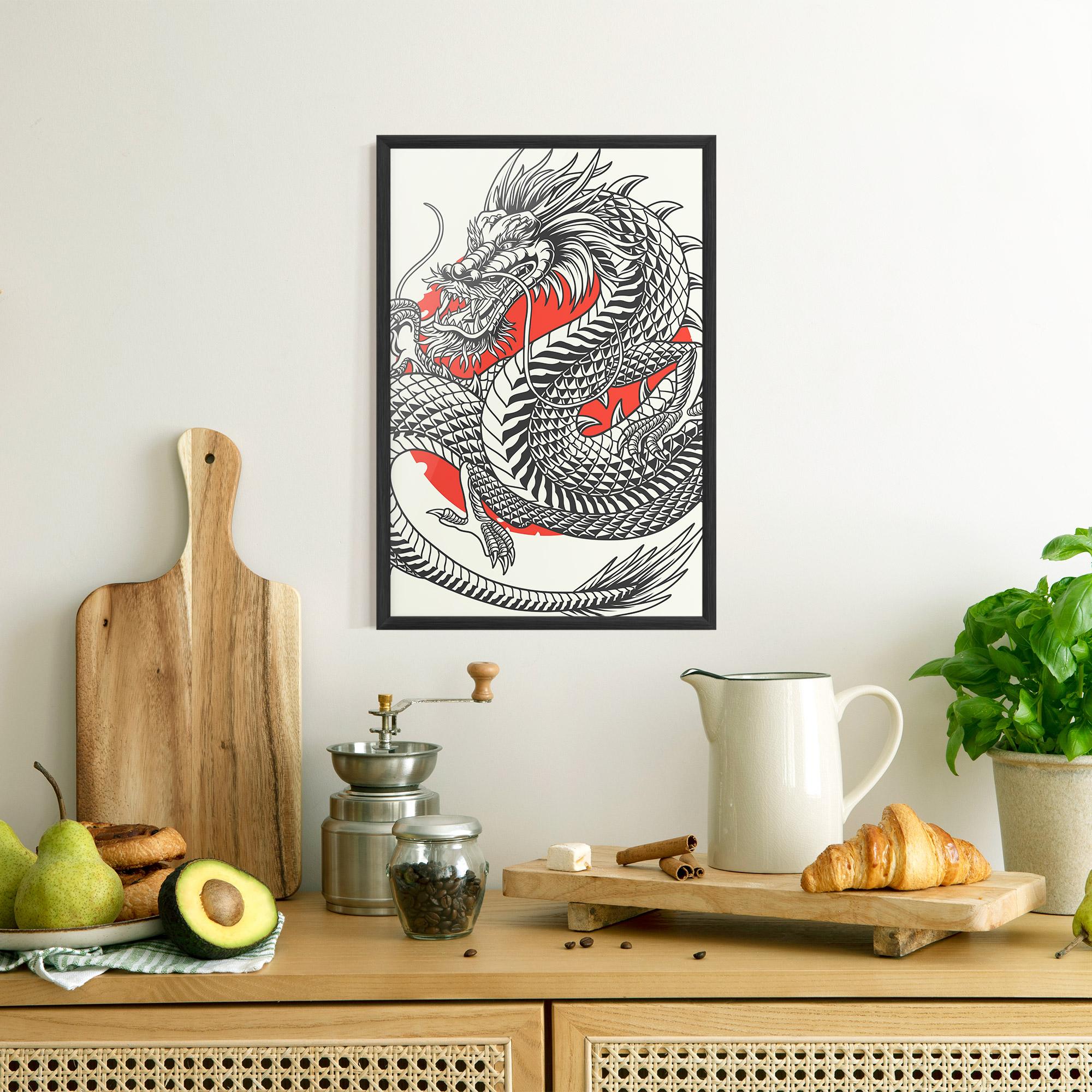 Poster Înrămat Cream Grey Dragon mockup 8
