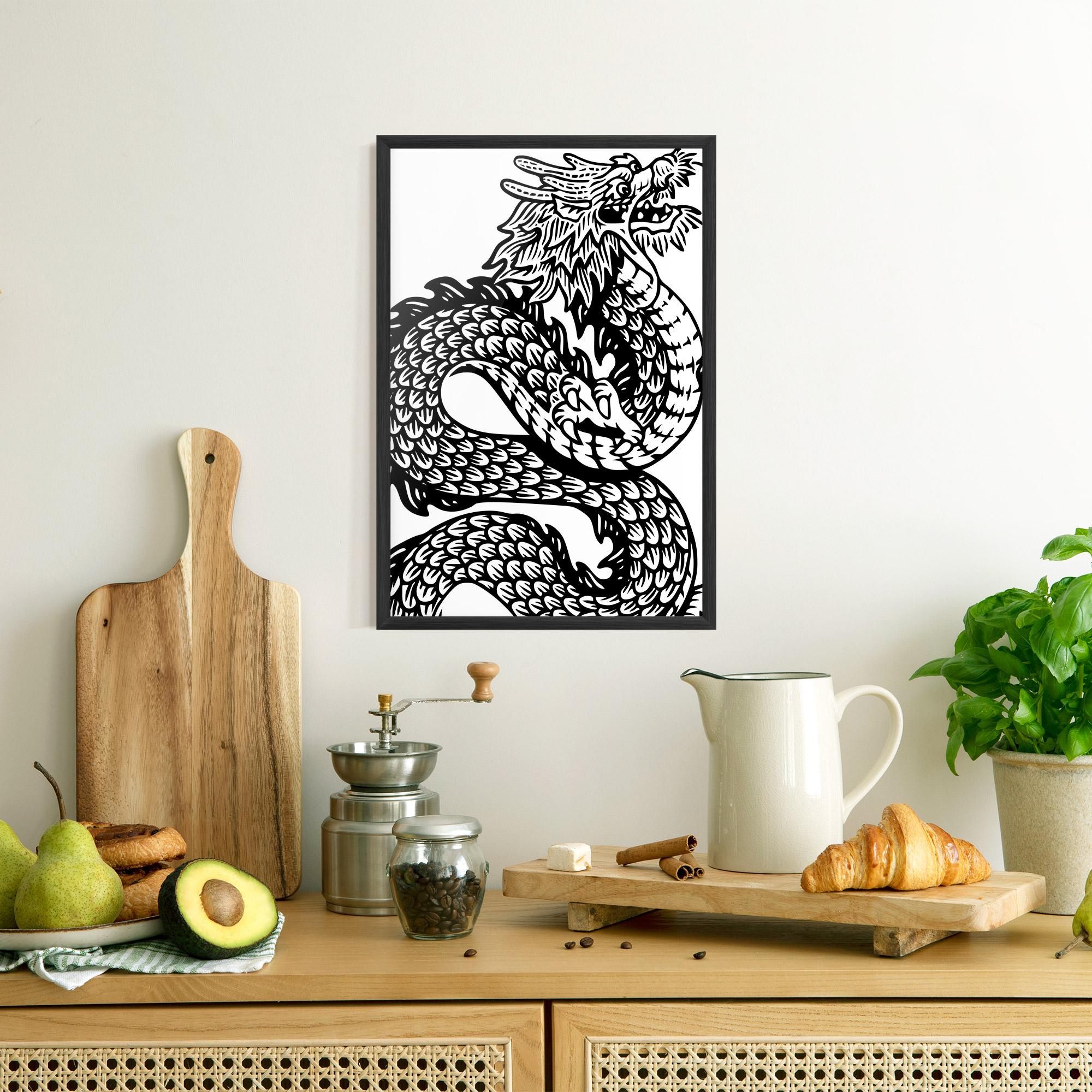 Poster Înrămat Dragon Black Line mockup 8