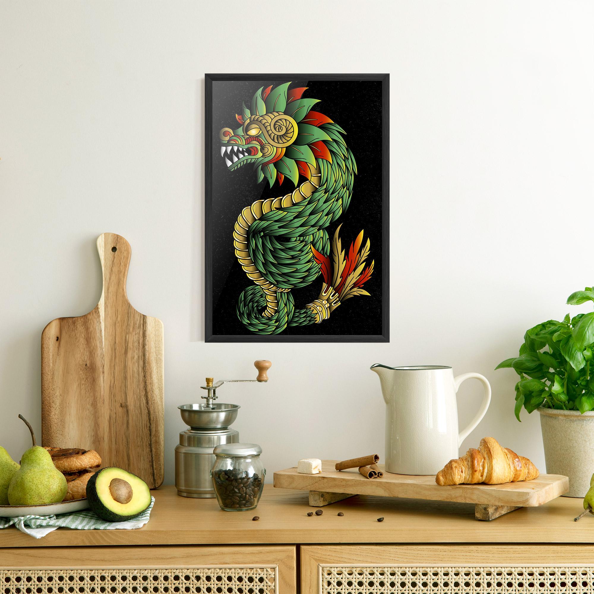 Poster Înrămat Green Yellow Dragon mockup 8