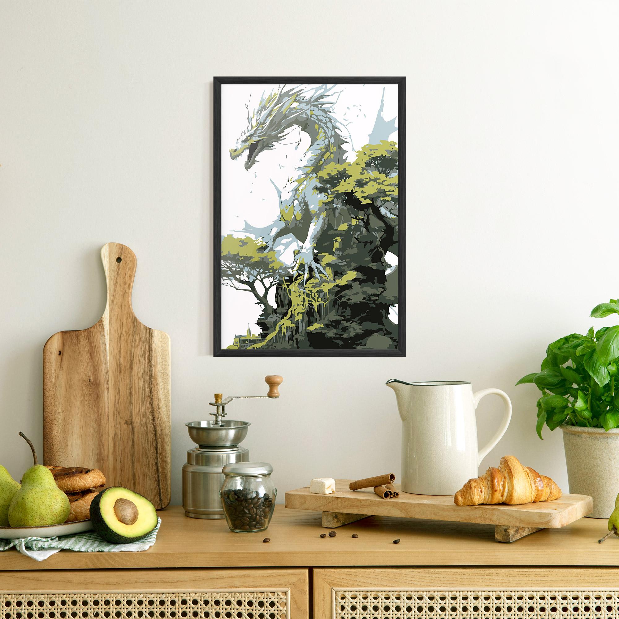 Poster Înrămat Grey Nature Dragon mockup 8
