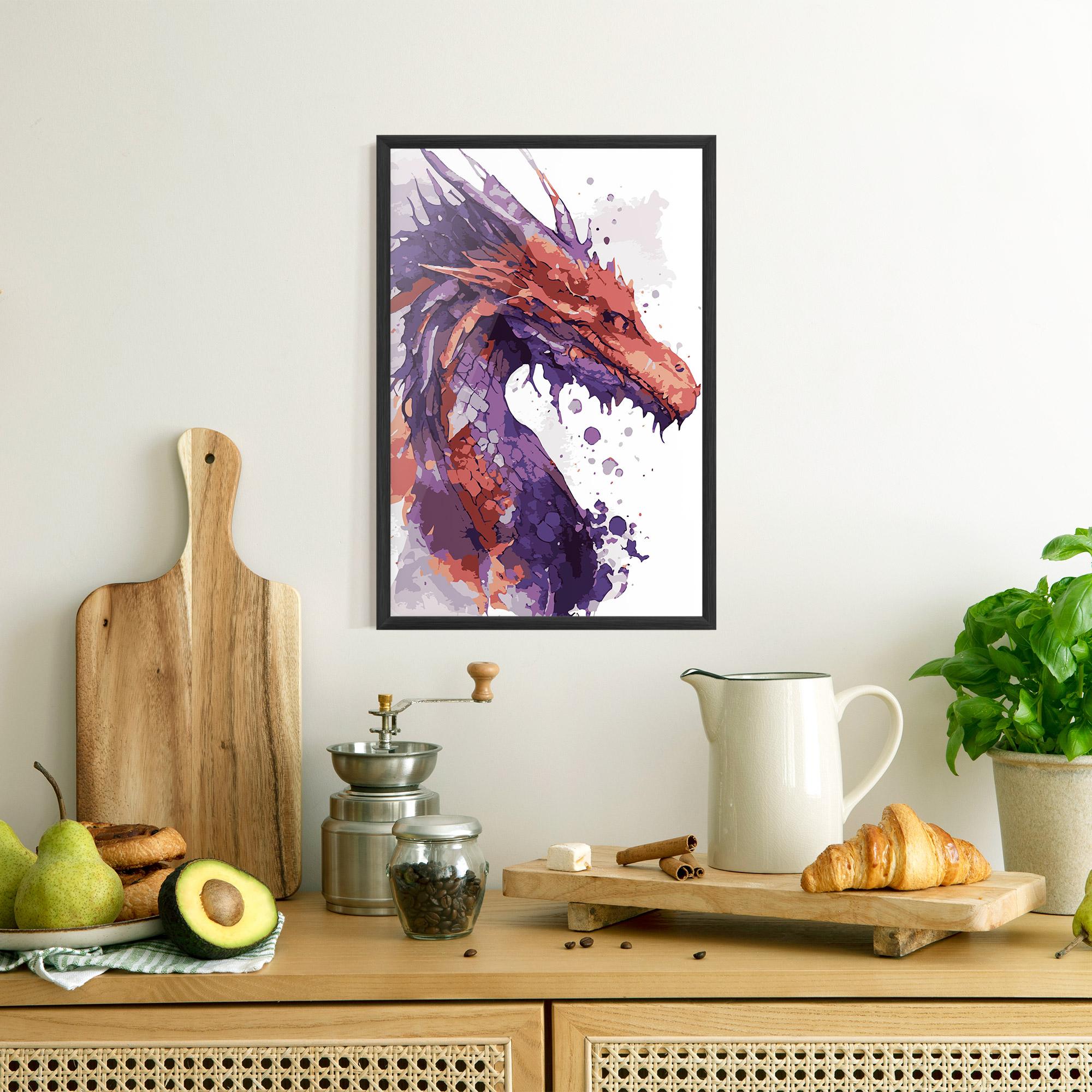 Poster Înrămat Orange Purple Dragon mockup 8