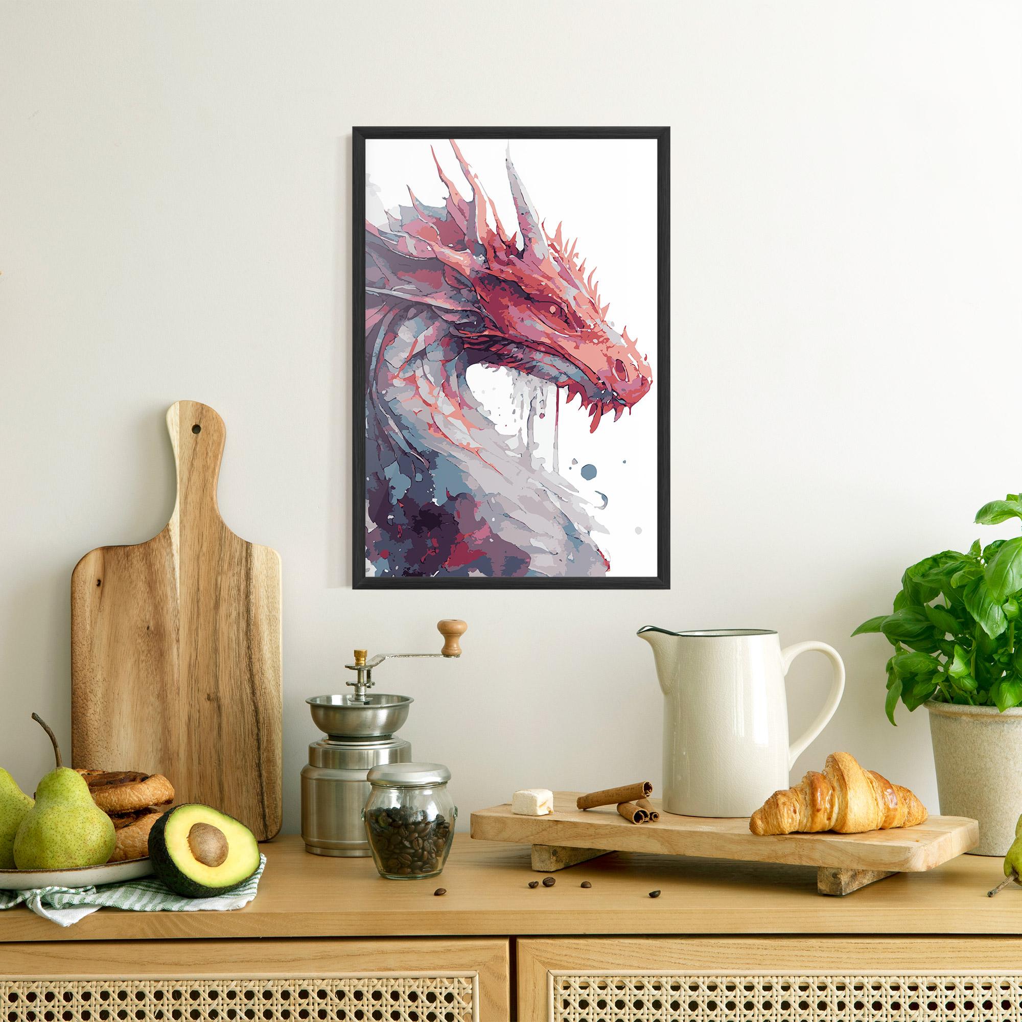 Poster Înrămat Red Blue Dragon mockup 8