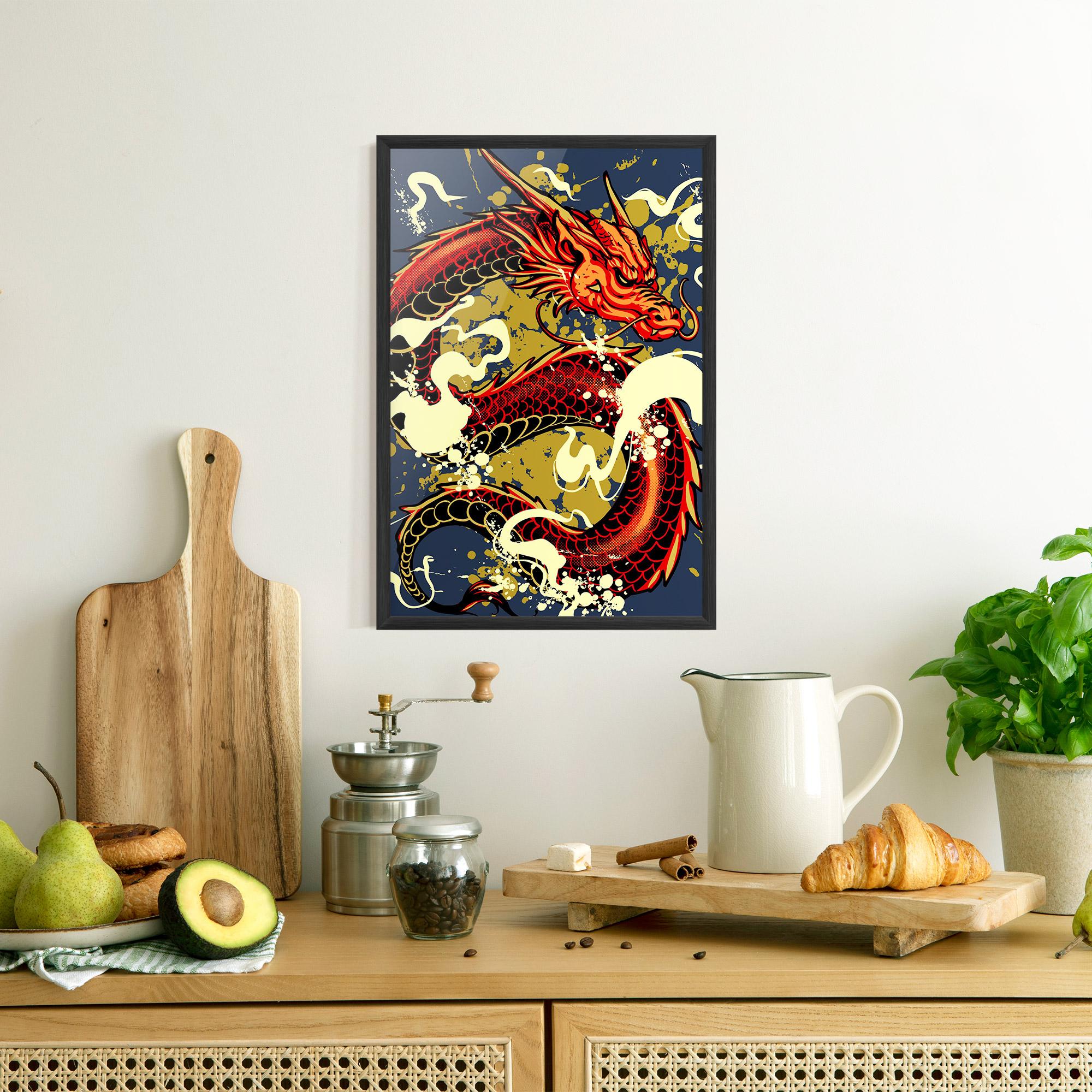 Poster Înrămat Red Cream Dragon mockup 8