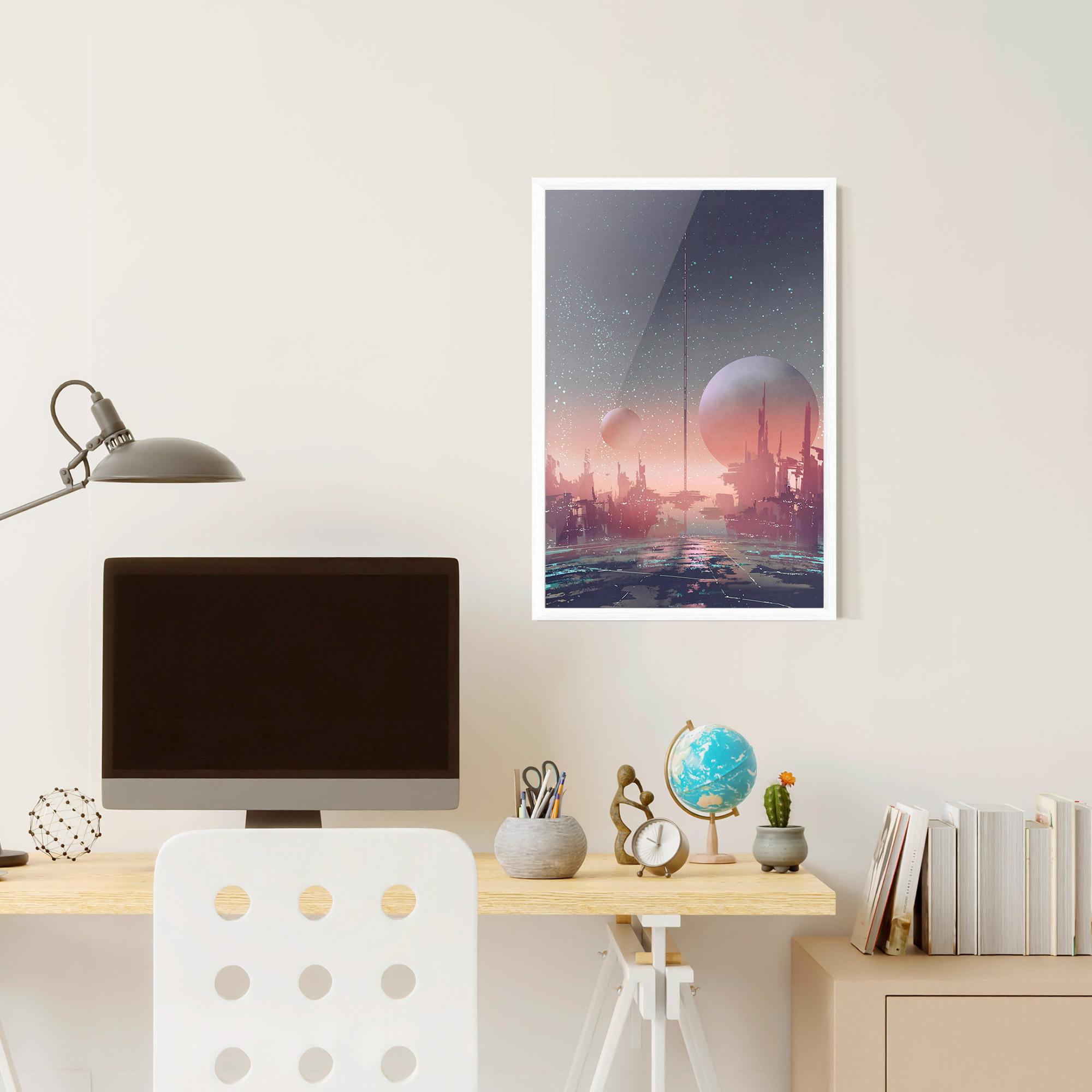 Poster Înrămat Futuristic Alien Buildings mockup 6
