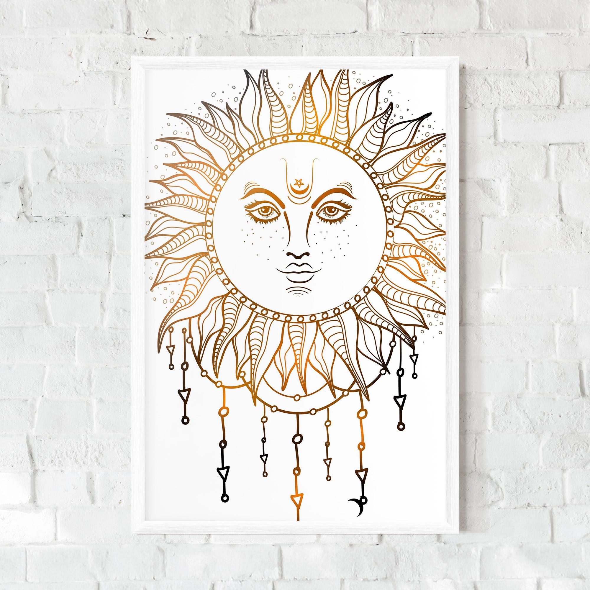 Poster Înrămat Gold Sun Face mockup 0