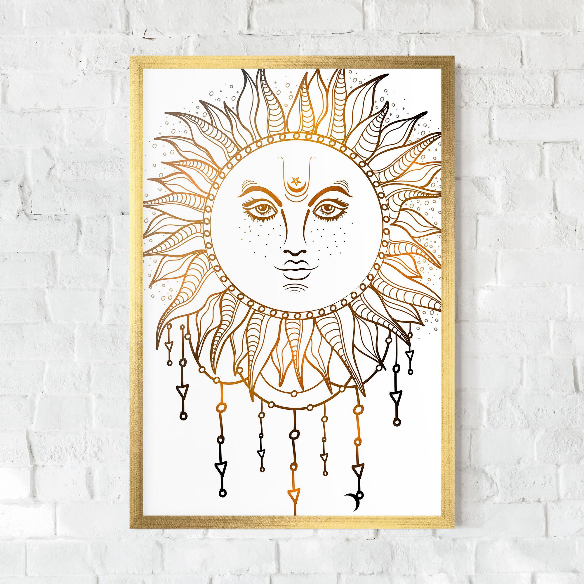 Poster Înrămat Gold Sun Face mockup 0