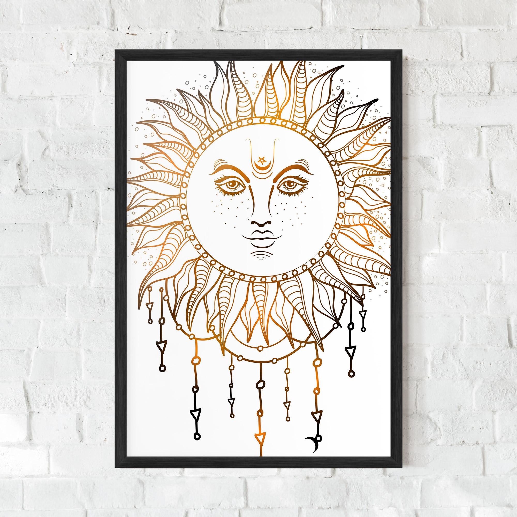Poster Înrămat Gold Sun Face mockup 0