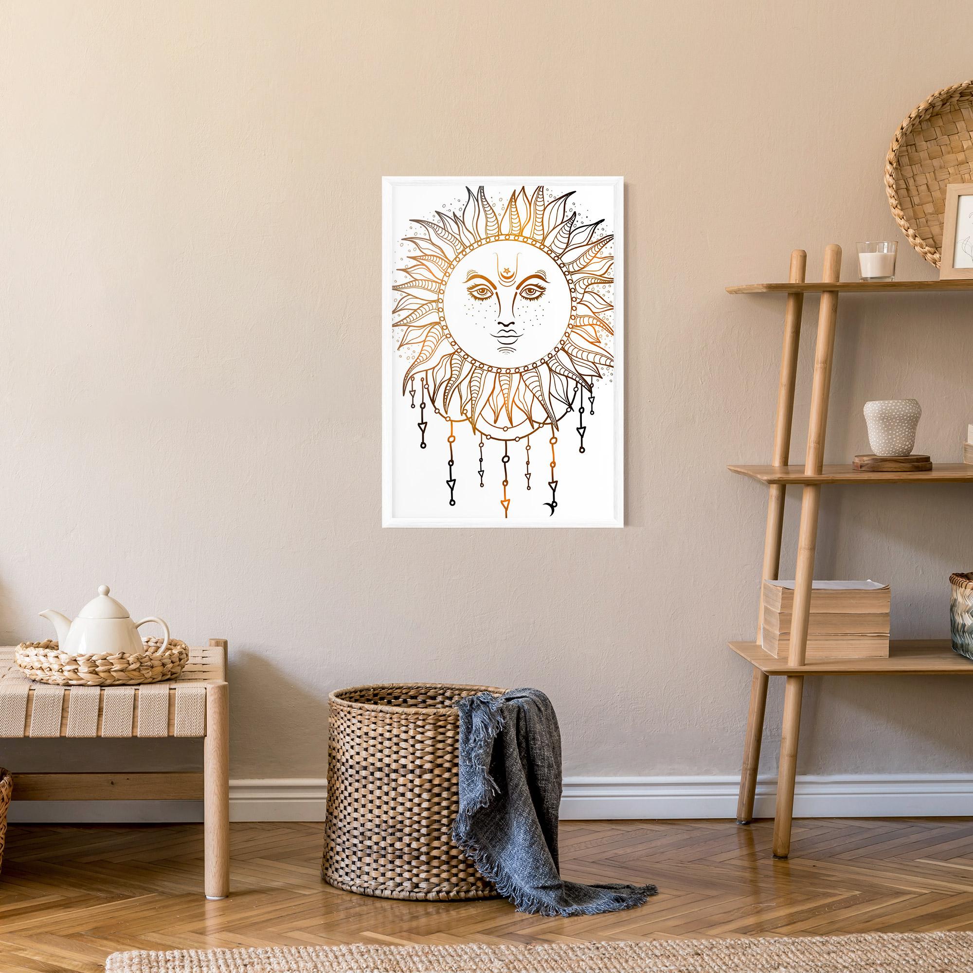 Poster Înrămat Gold Sun Face mockup 9