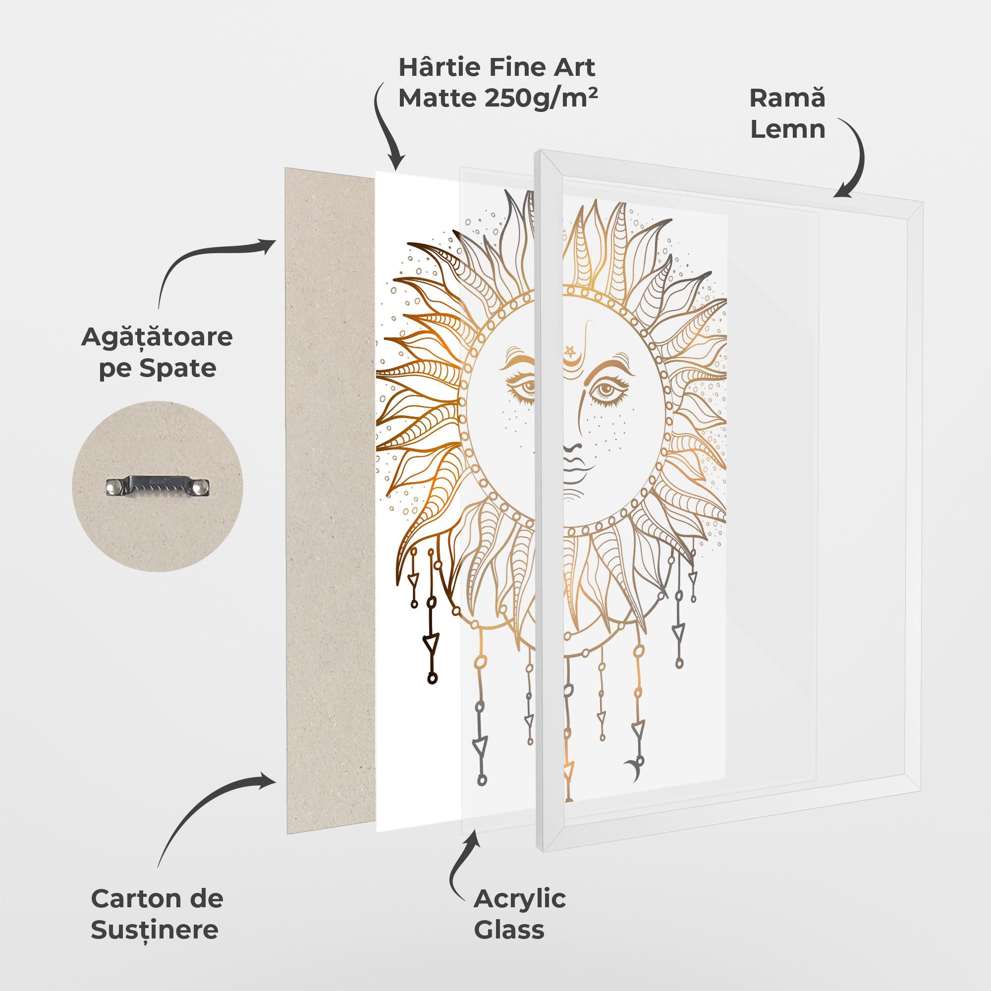 Poster Înrămat Gold Sun Face mockup 1