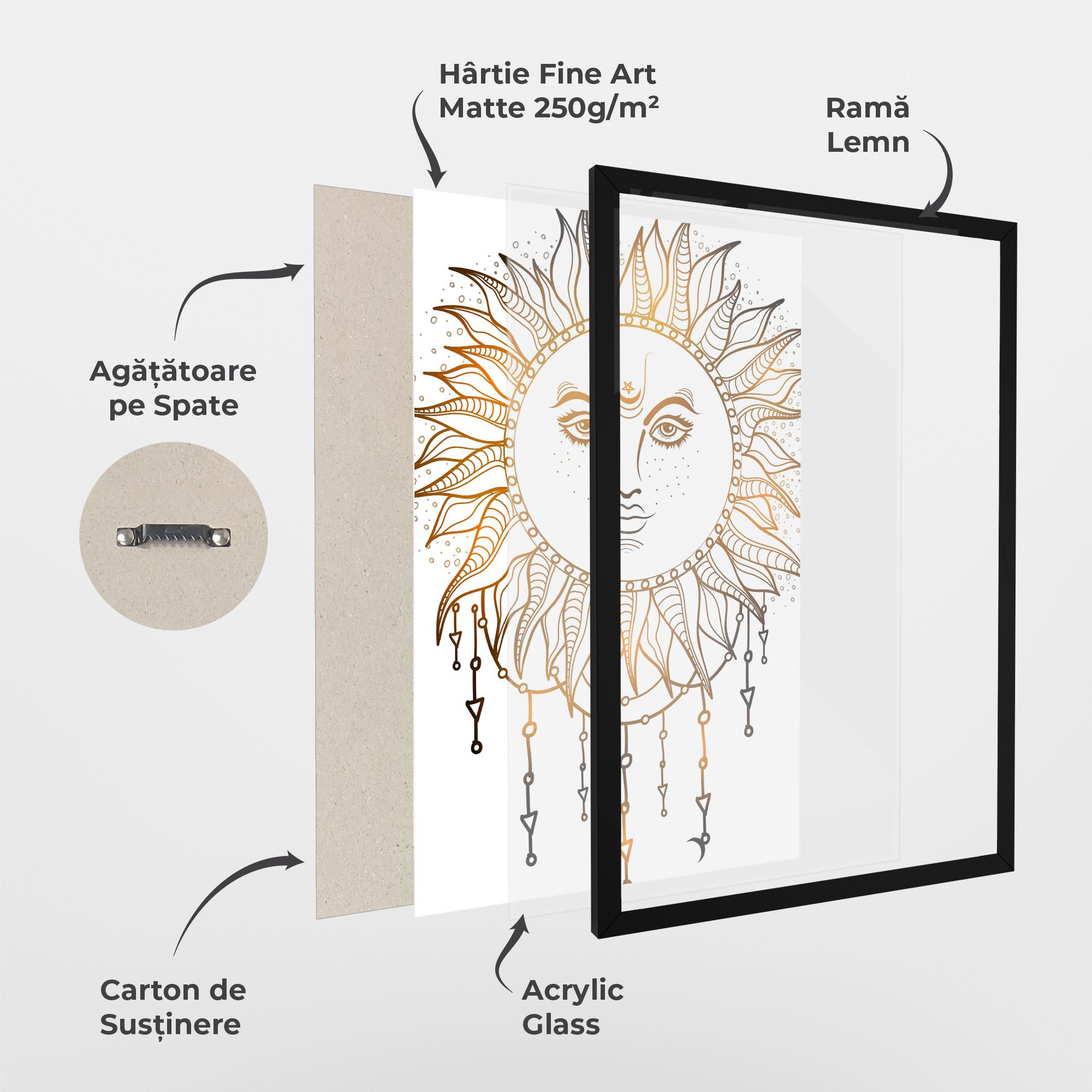 Poster Înrămat Gold Sun Face mockup 1