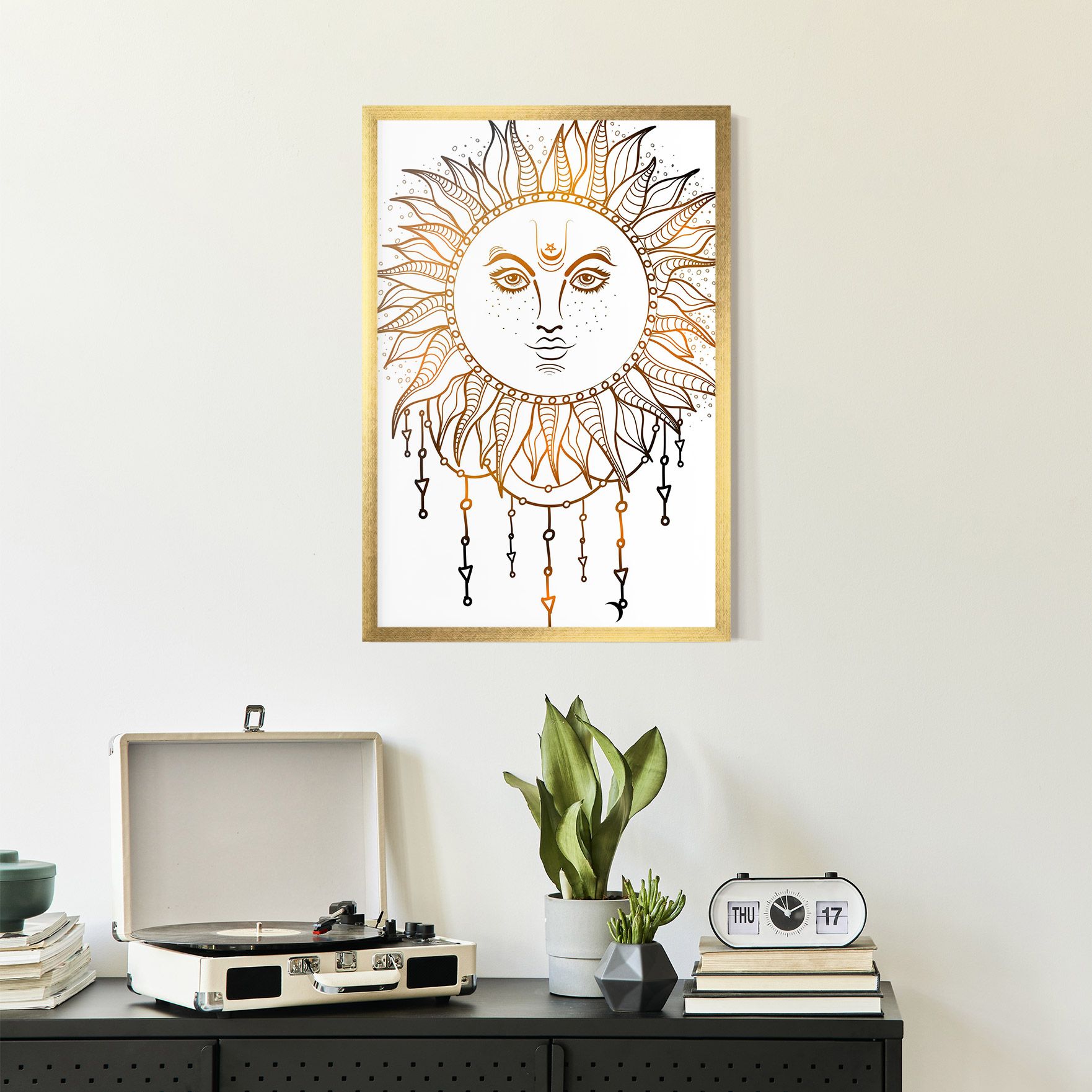 Gold Sun Face mockup 2
