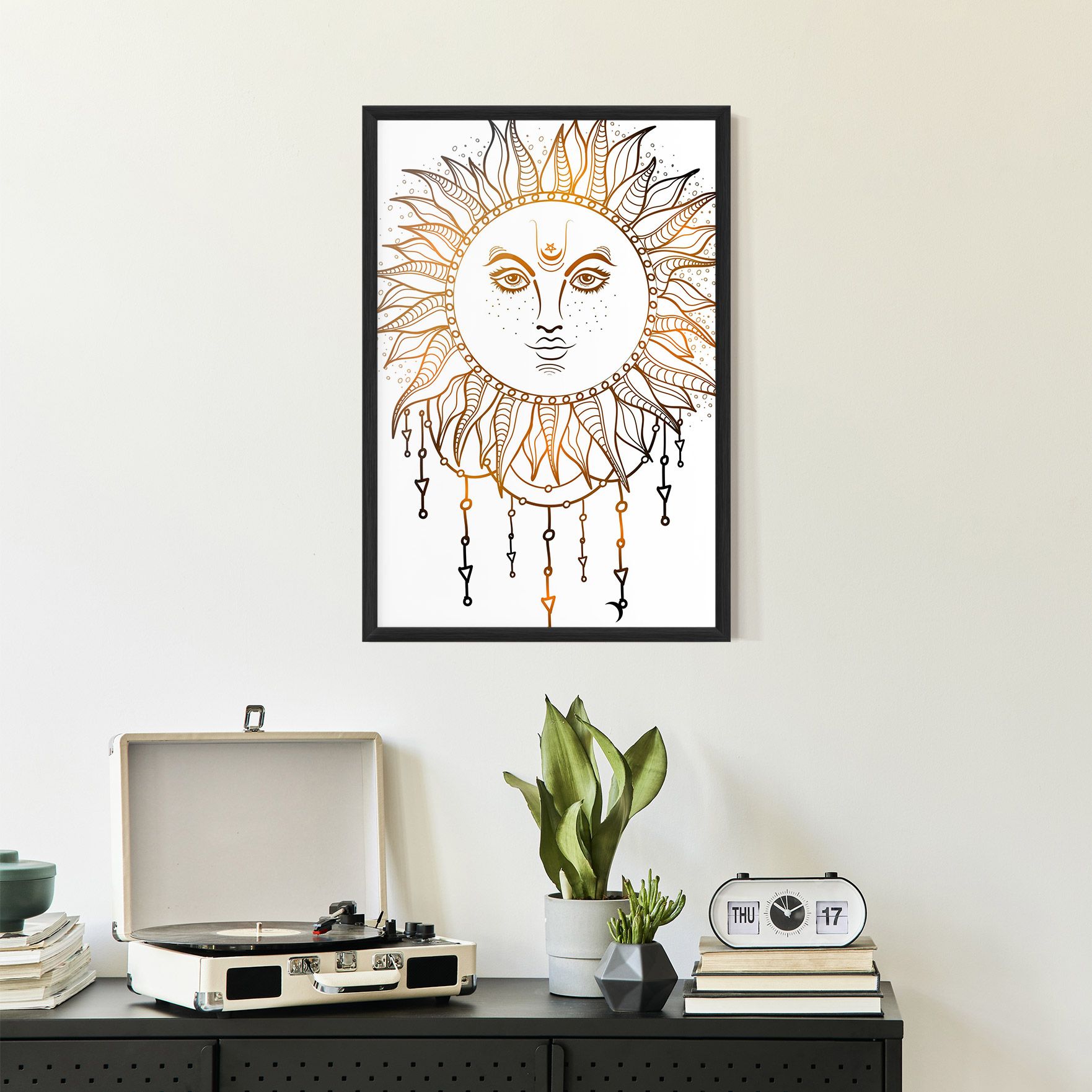 Gold Sun Face mockup 2