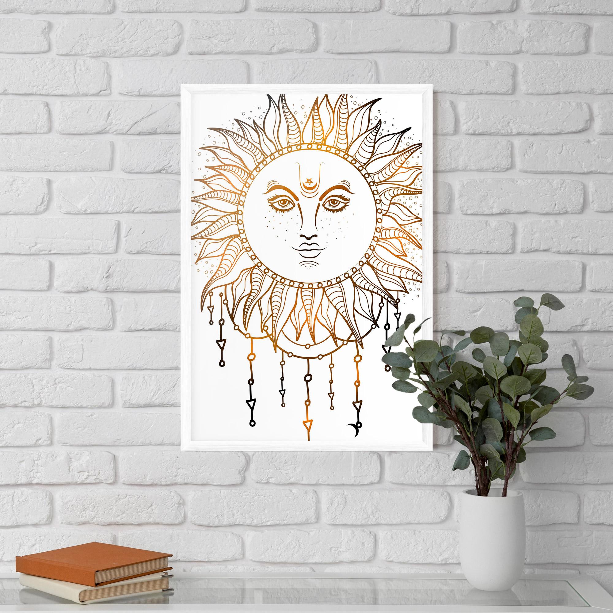 Poster Înrămat Gold Sun Face mockup 5