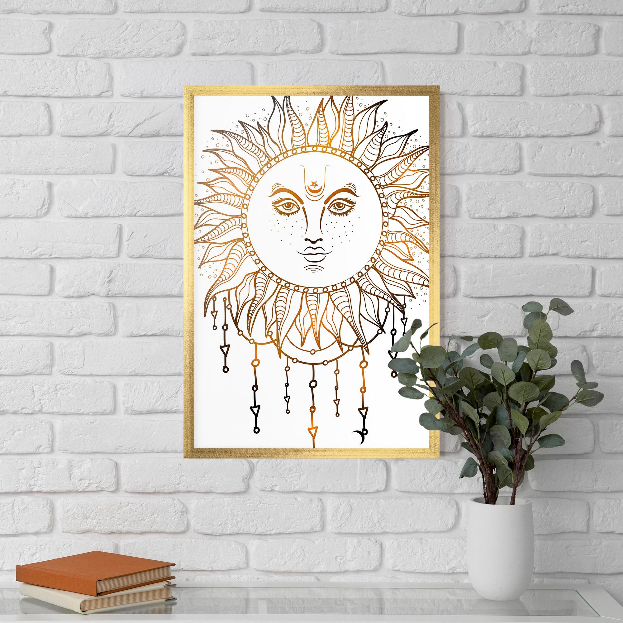 Poster Înrămat Gold Sun Face mockup 5