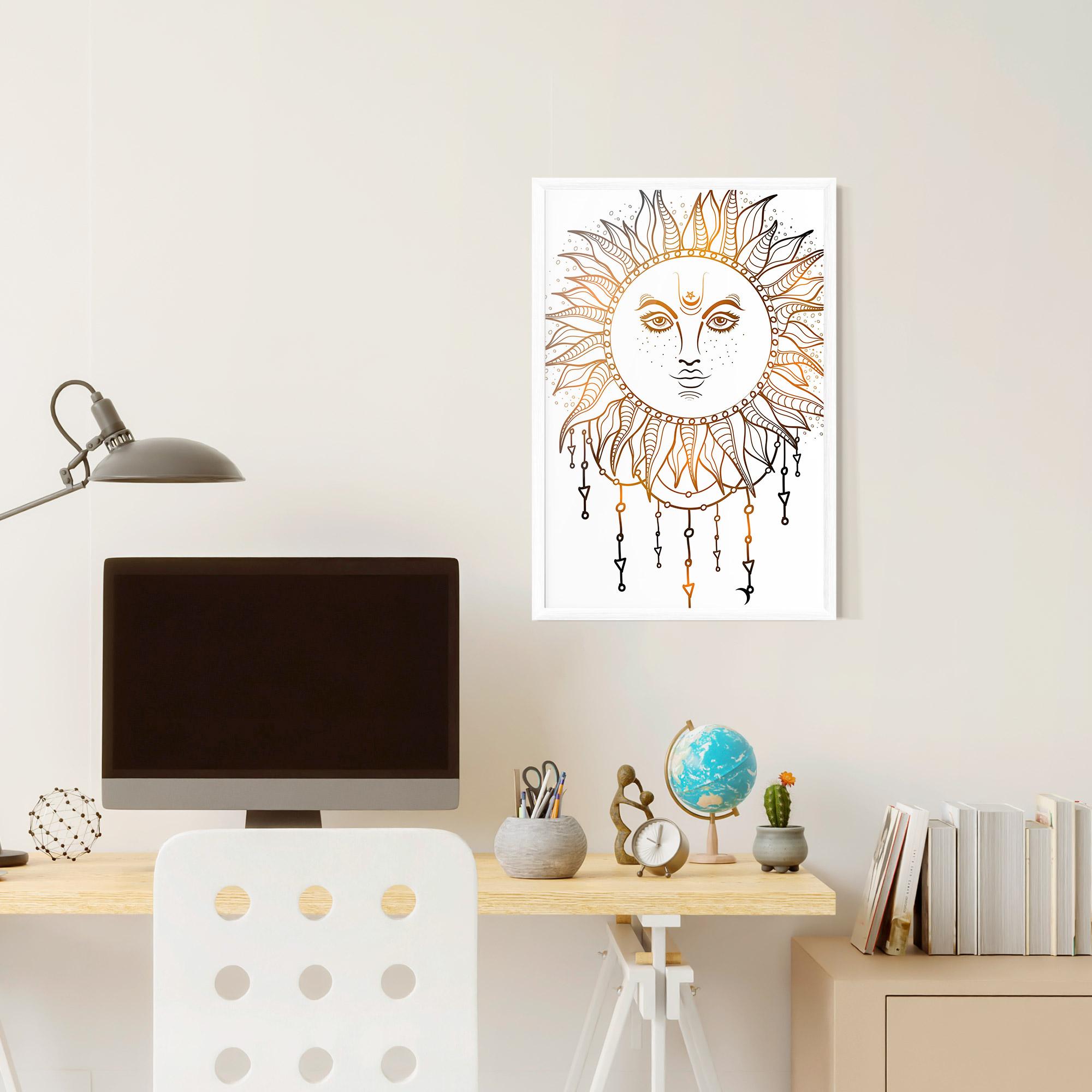 Poster Înrămat Gold Sun Face mockup 6
