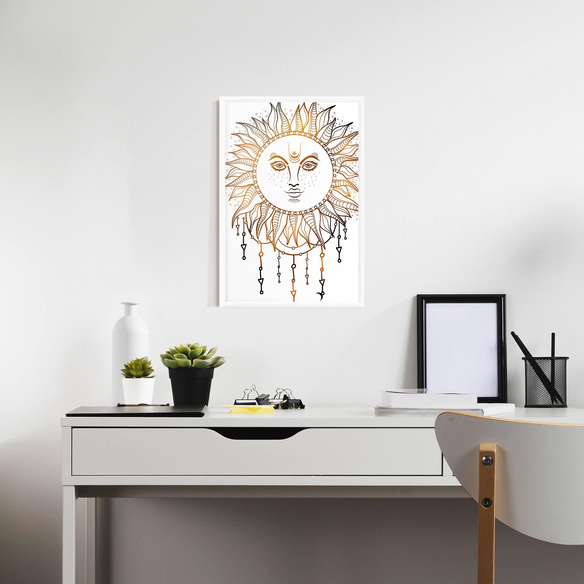 Poster Înrămat Gold Sun Face mockup 7