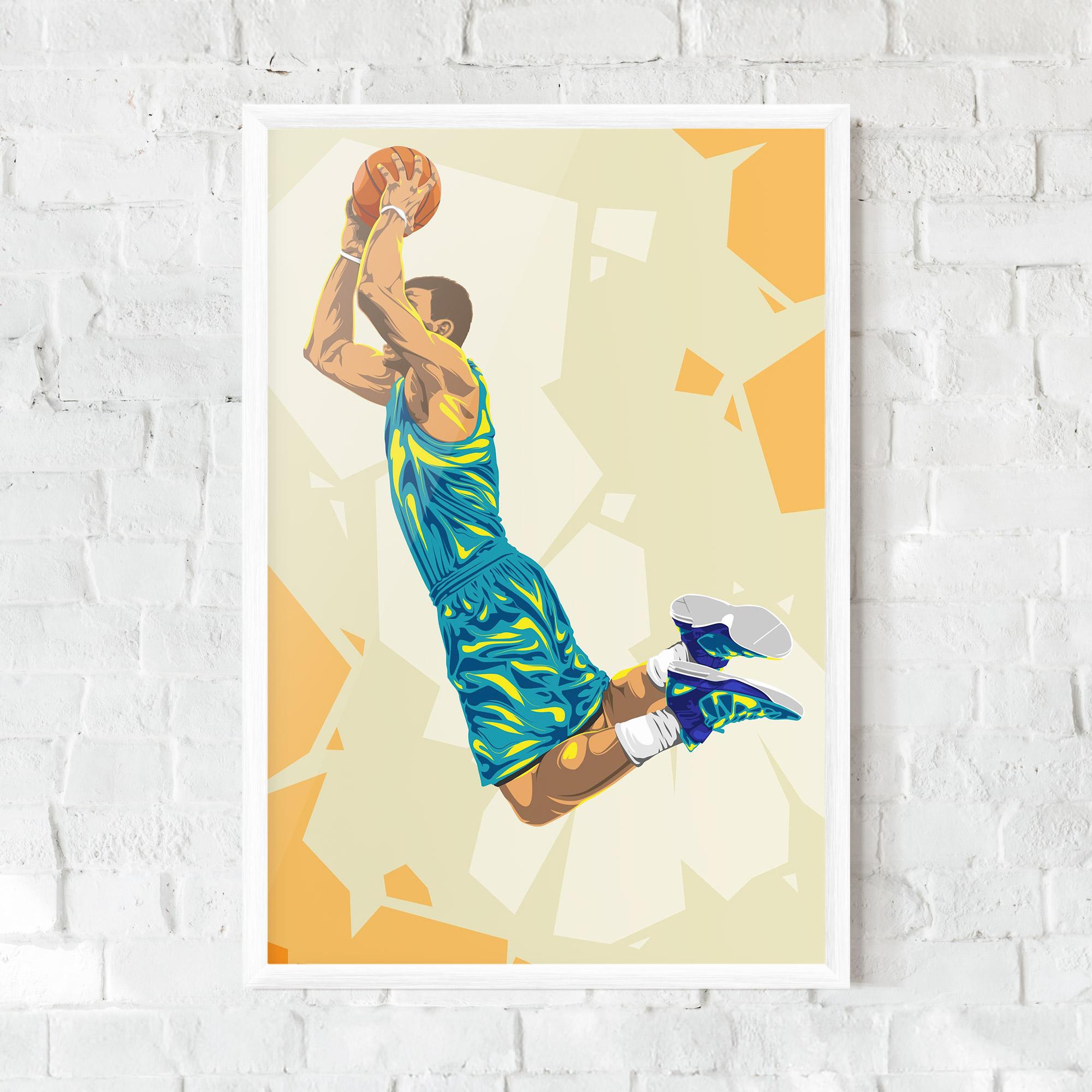 Poster Înrămat Basketball Dunk Pose mockup 0