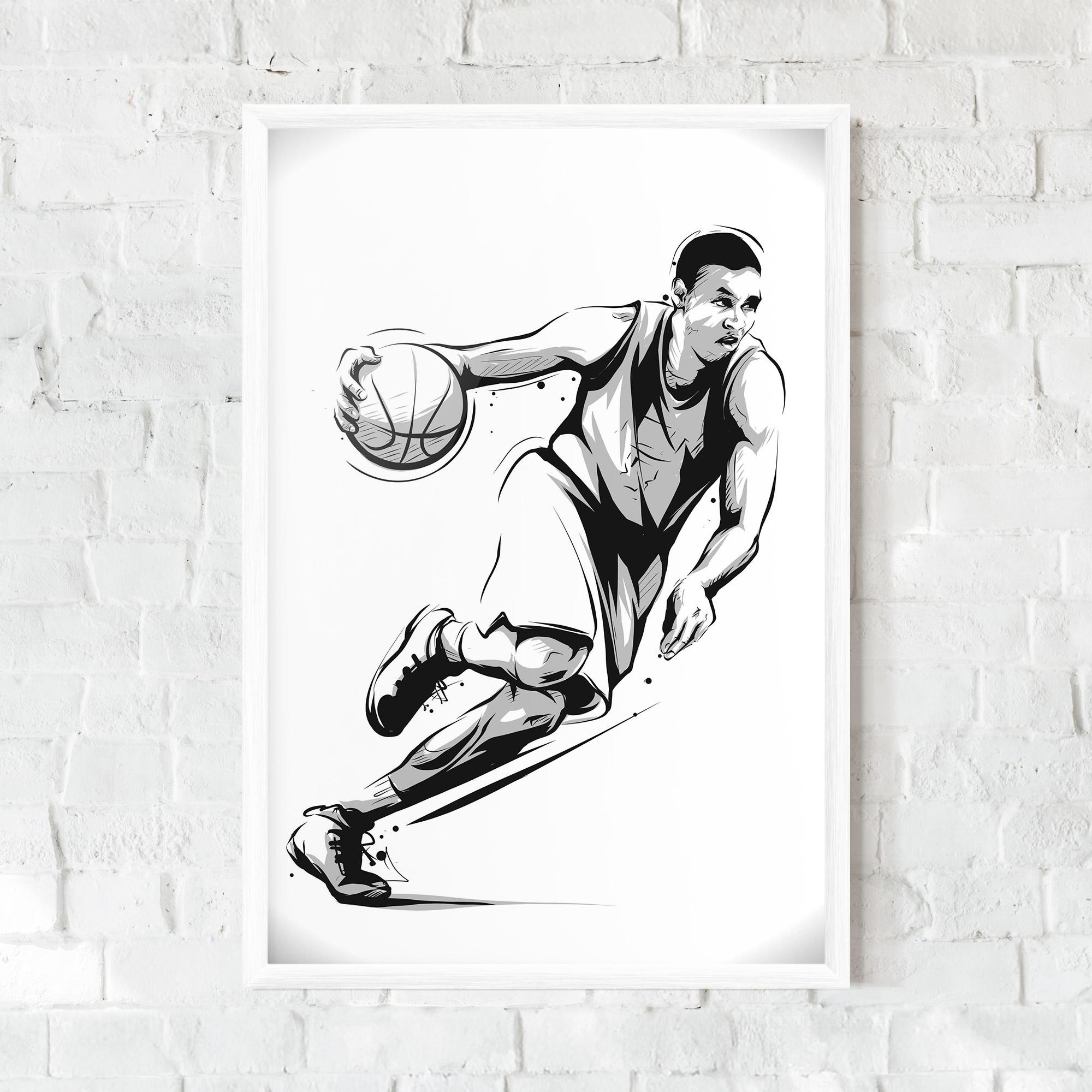 Poster Înrămat Basketball Player Line mockup 0
