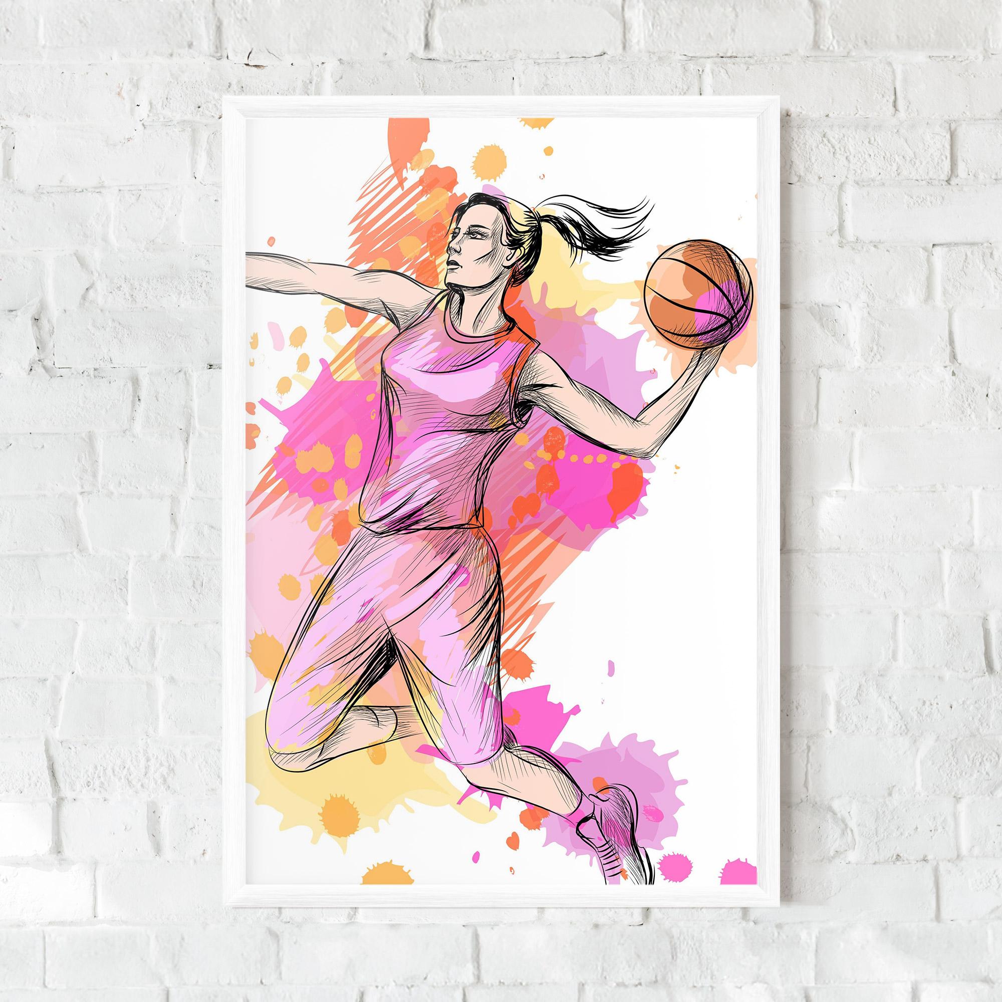Poster Înrămat Pink Basket Player mockup 0