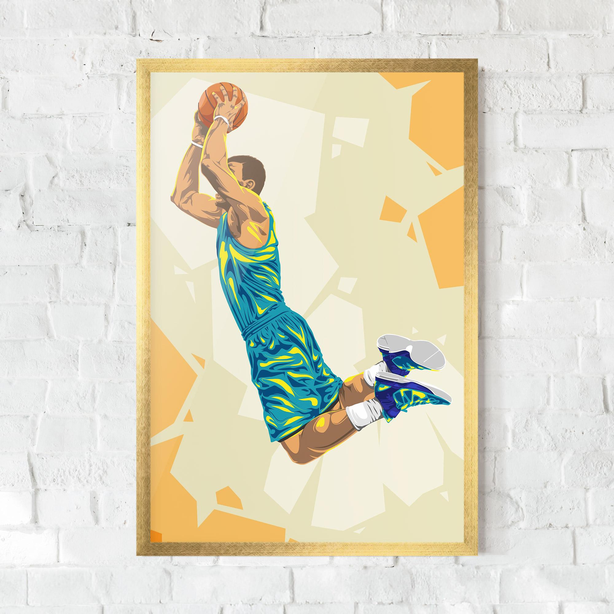 Poster Înrămat Basketball Dunk Pose mockup 0