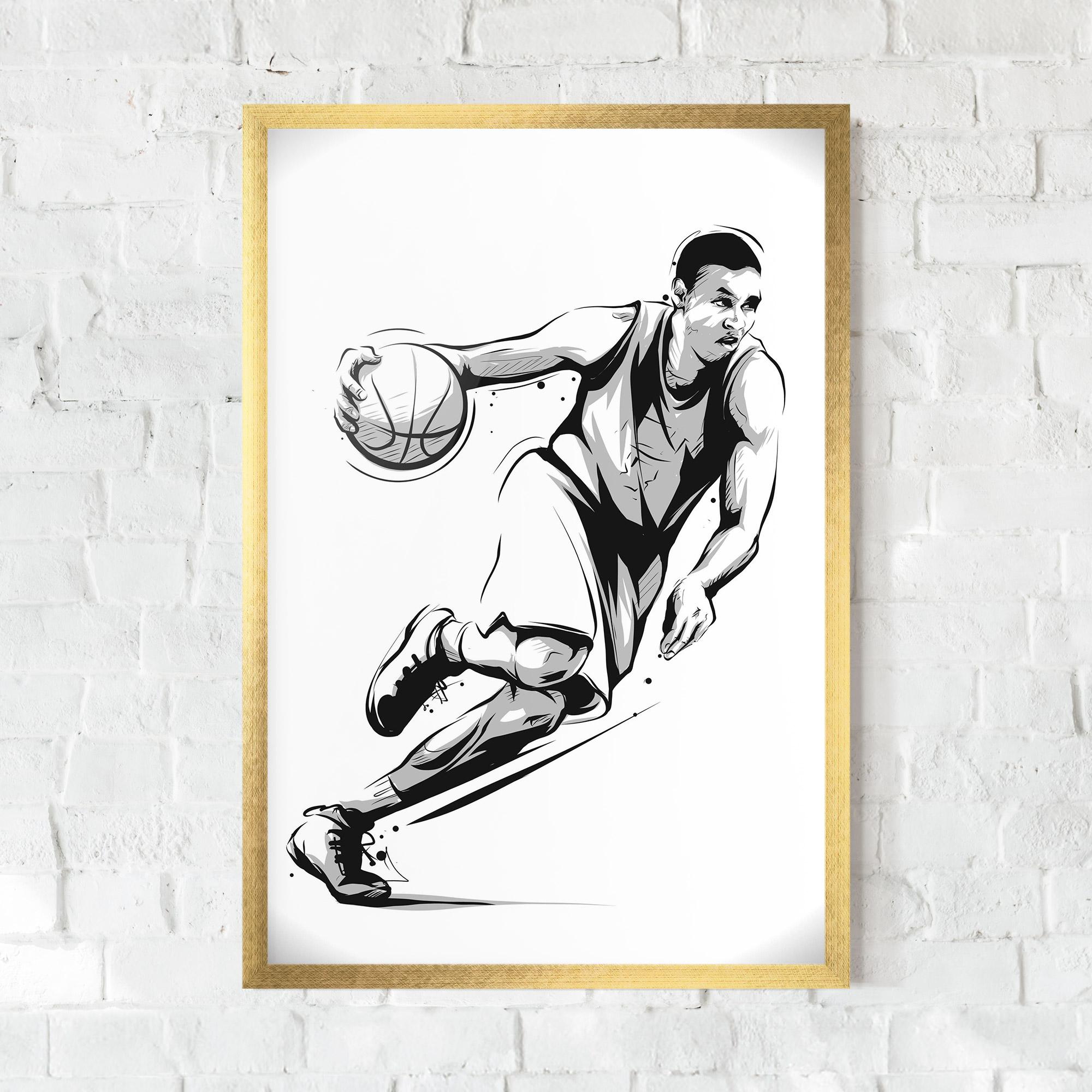 Poster Înrămat Basketball Player Line mockup 0